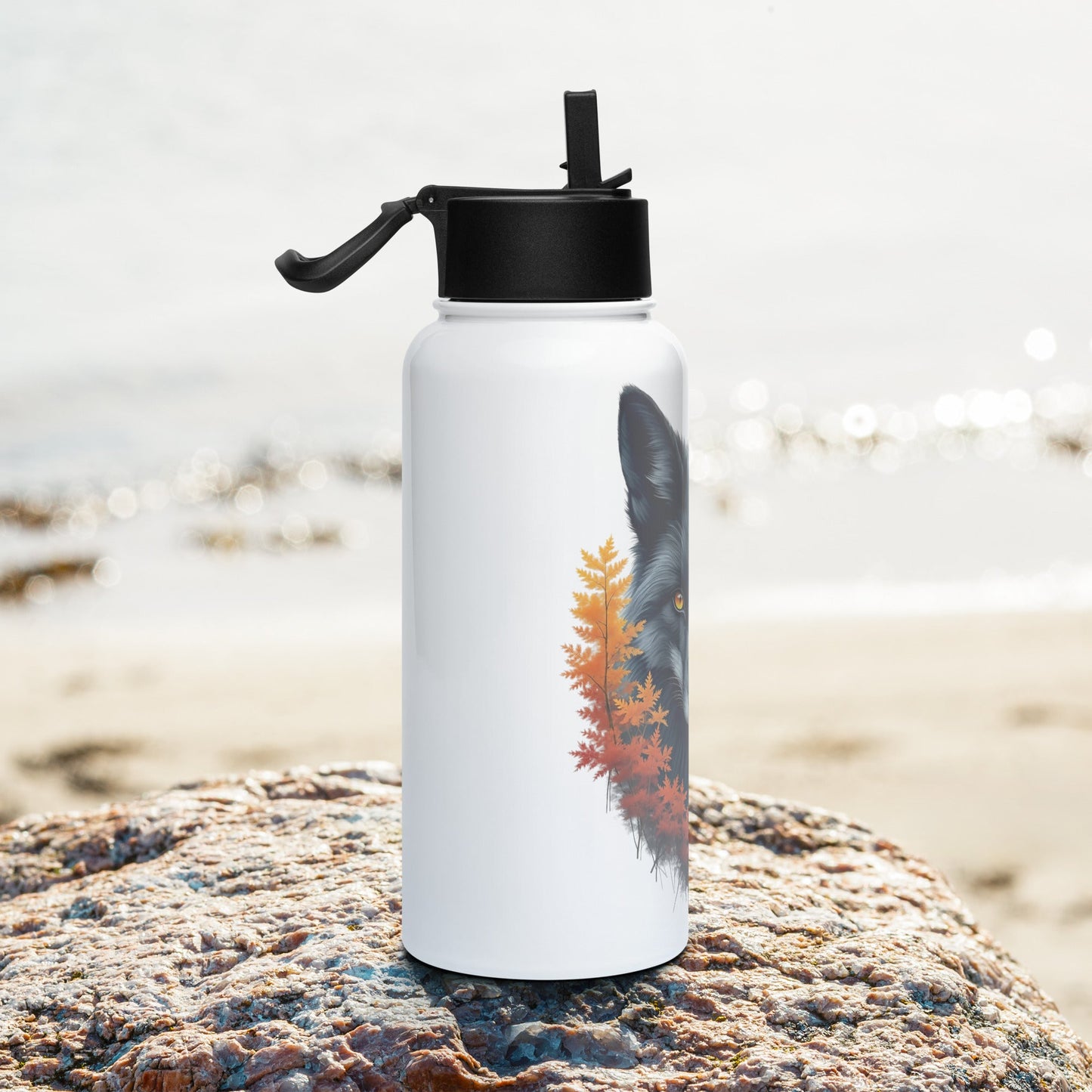 Mystic Fox Stainless Steel Water Bottle With Straw Lid - Stainless Steel Water Bottle With Straw Lid - Discovery Co.