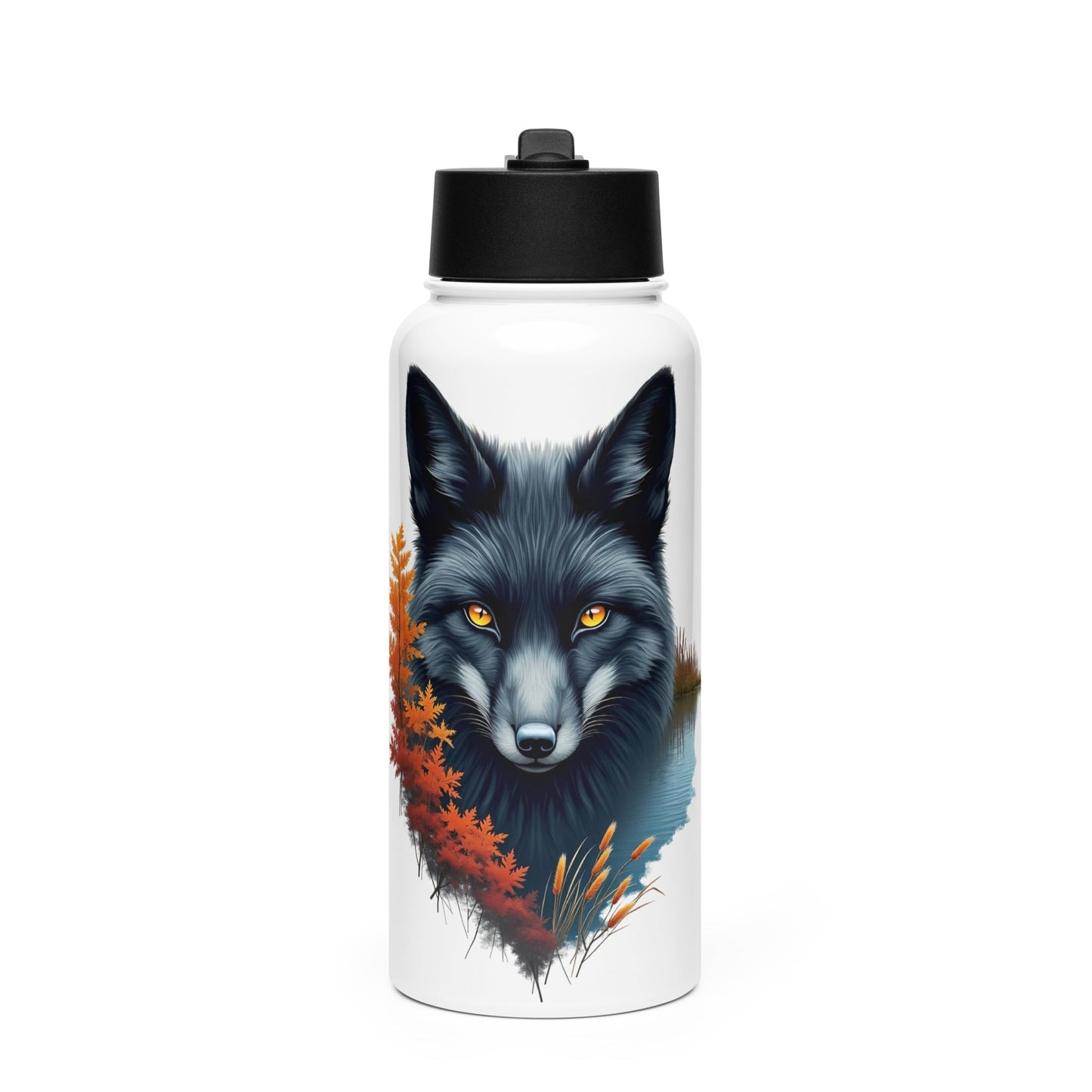 Mystic Fox Stainless Steel Water Bottle With Straw Lid - Stainless Steel Water Bottle With Straw Lid - Discovery Co.