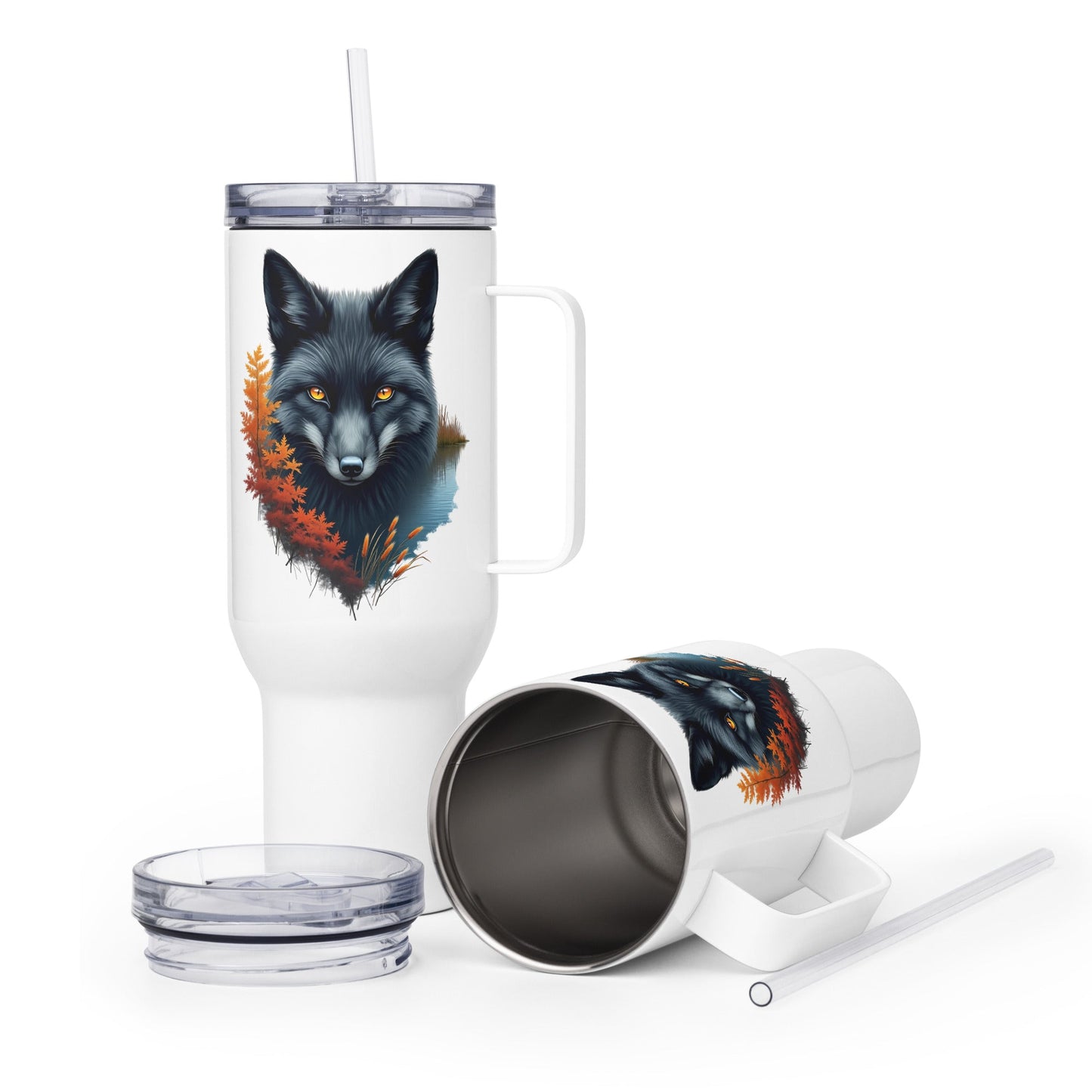 Mystic Fox Travel Mug With Handle (25 oz and 40 oz) - Travel Mug - Discovery Co.