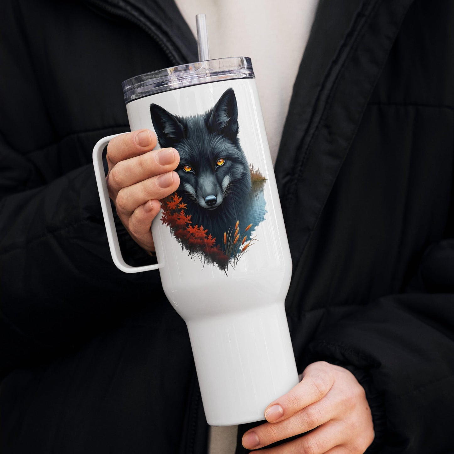 Mystic Fox Travel Mug With Handle (25 oz and 40 oz) - Travel Mug - Discovery Co.