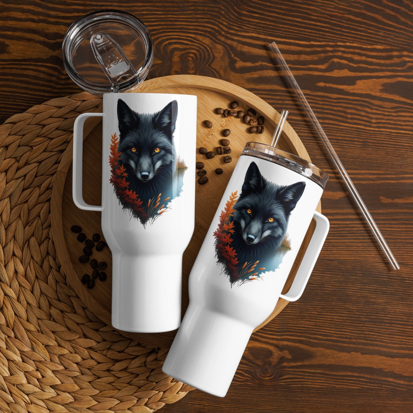 Mystic Fox Travel Mug With Handle (25 oz and 40 oz) - Travel Mug - Discovery Co.