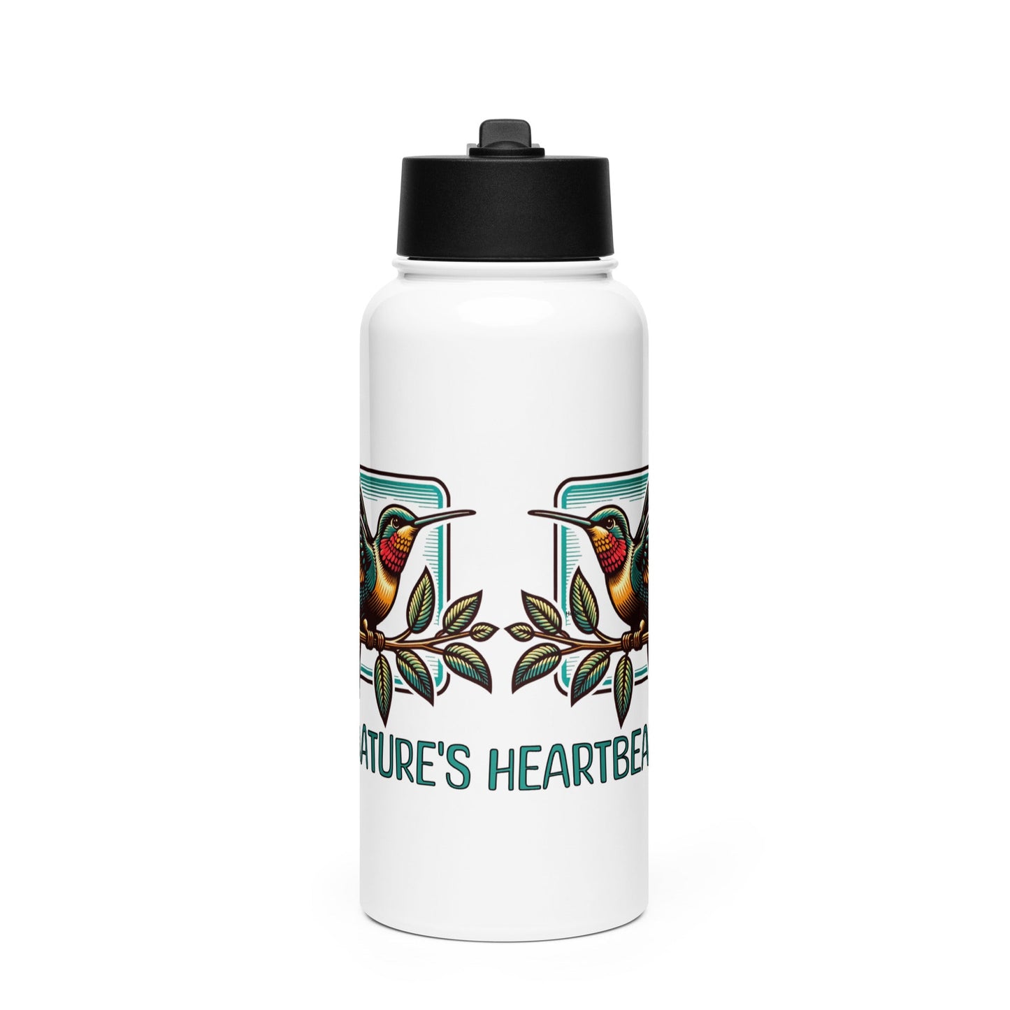 Nature's Heartbeat Stainless Steel Water Bottle With Straw Lid - Stainless Steel Water Bottle With Straw Lid - Discovery Co.