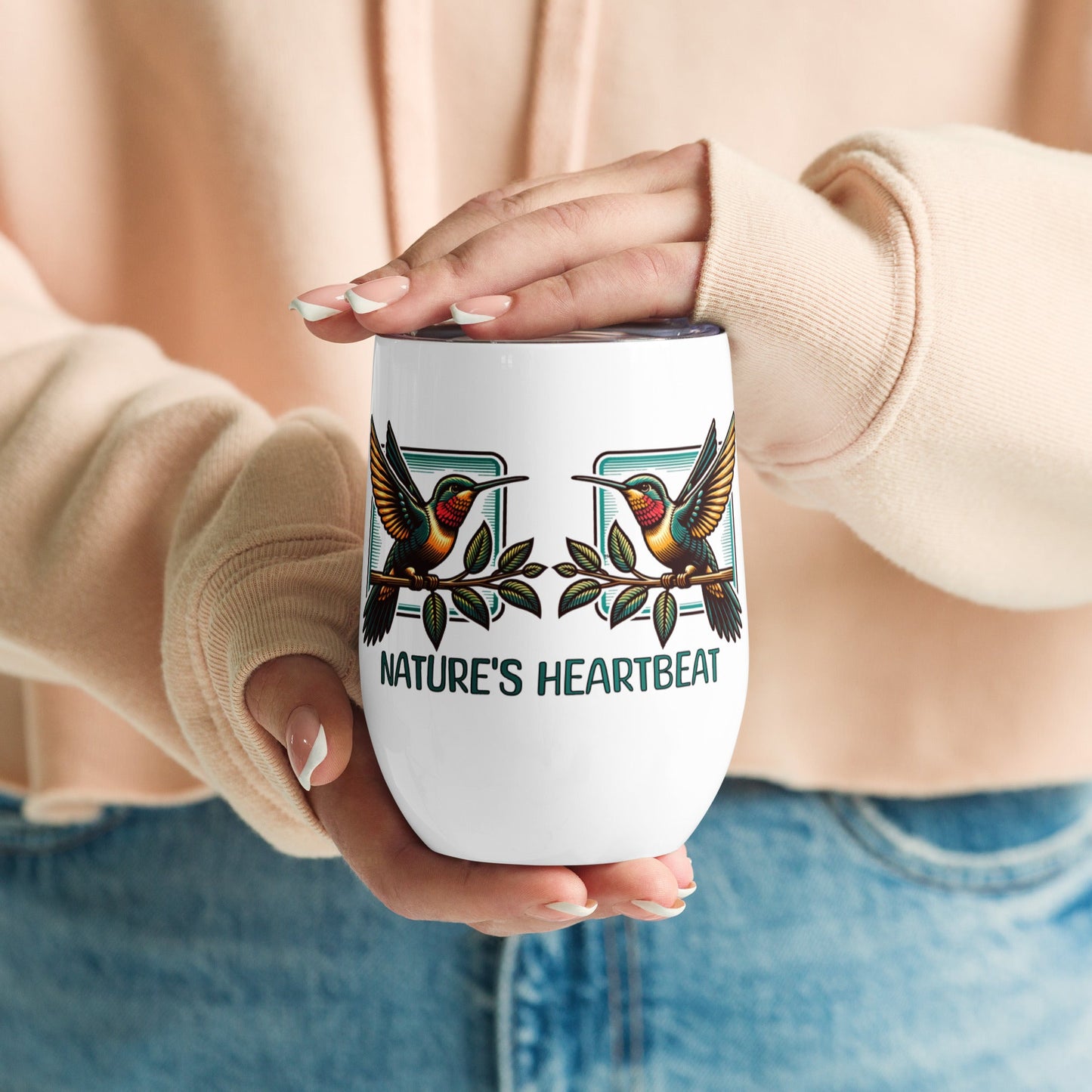 Nature's Heartbeat Stainless Steel Wine Tumbler - Steel Tumbler - Discovery Co.