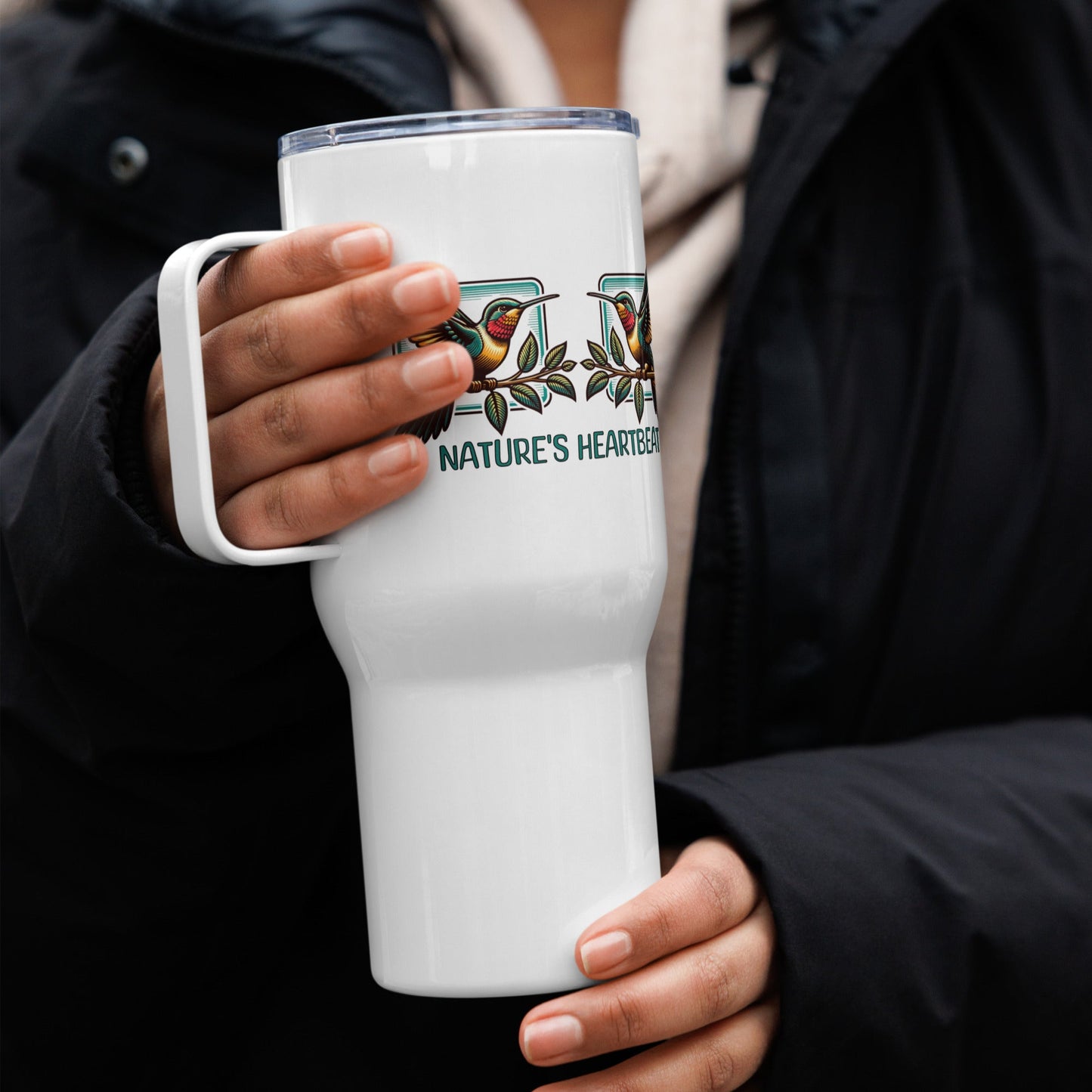 Nature's Heartbeat Travel Mug With Handle (25 oz and 40 oz) - Travel Mug - Discovery Co.