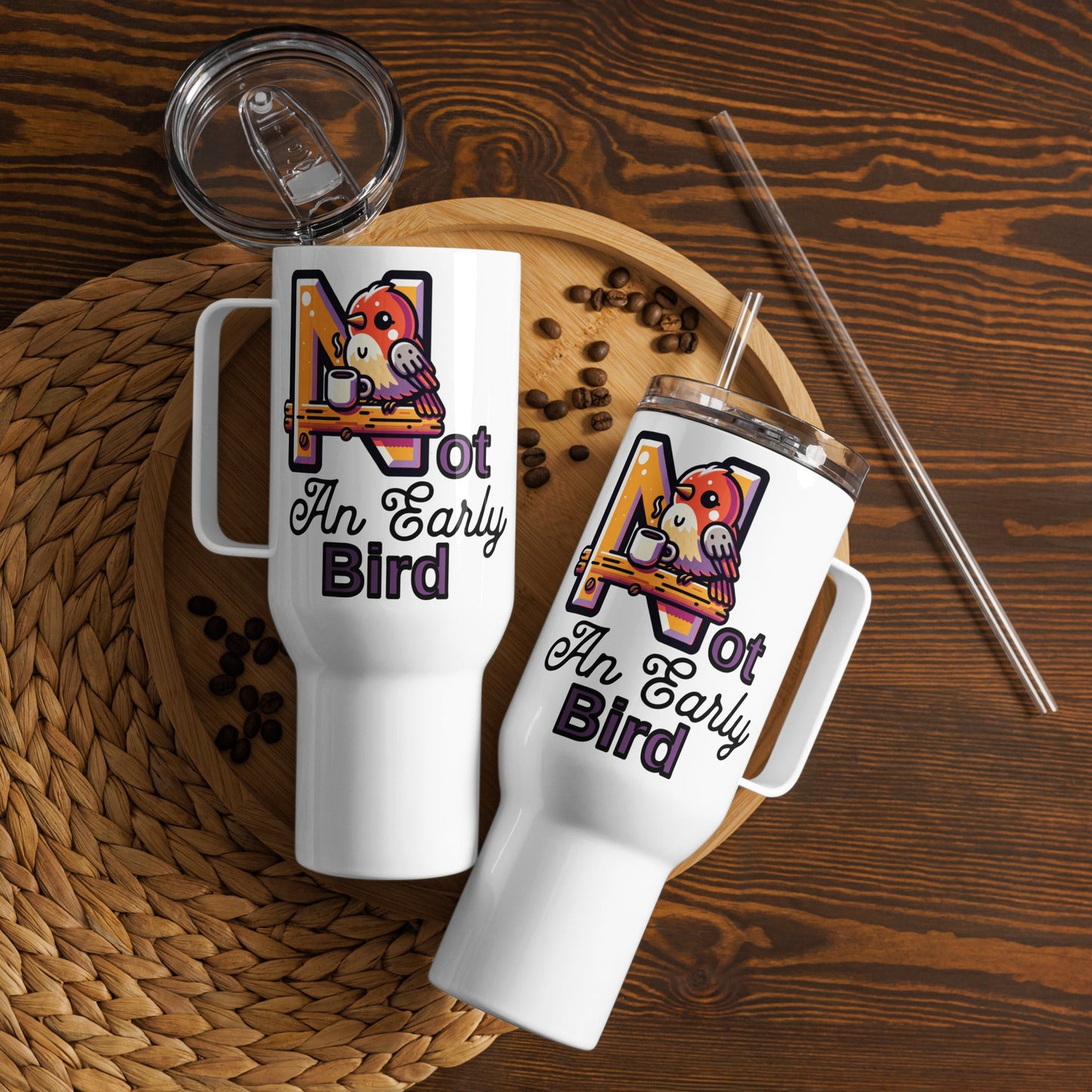 Not An Early Bird Travel Mug With Handle (25 oz and 40 oz) - Travel Mug - Discovery Co.
