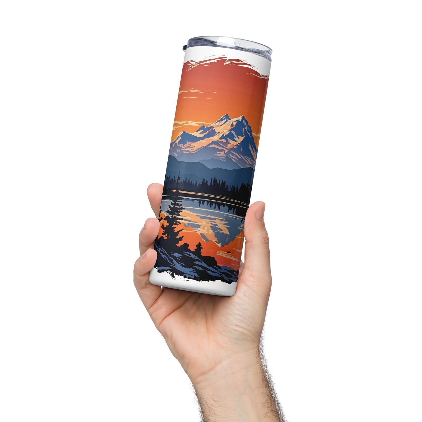 Orange Sky Over Mountains Stainless Steel Tumbler - Steel Tumbler - Discovery Co.