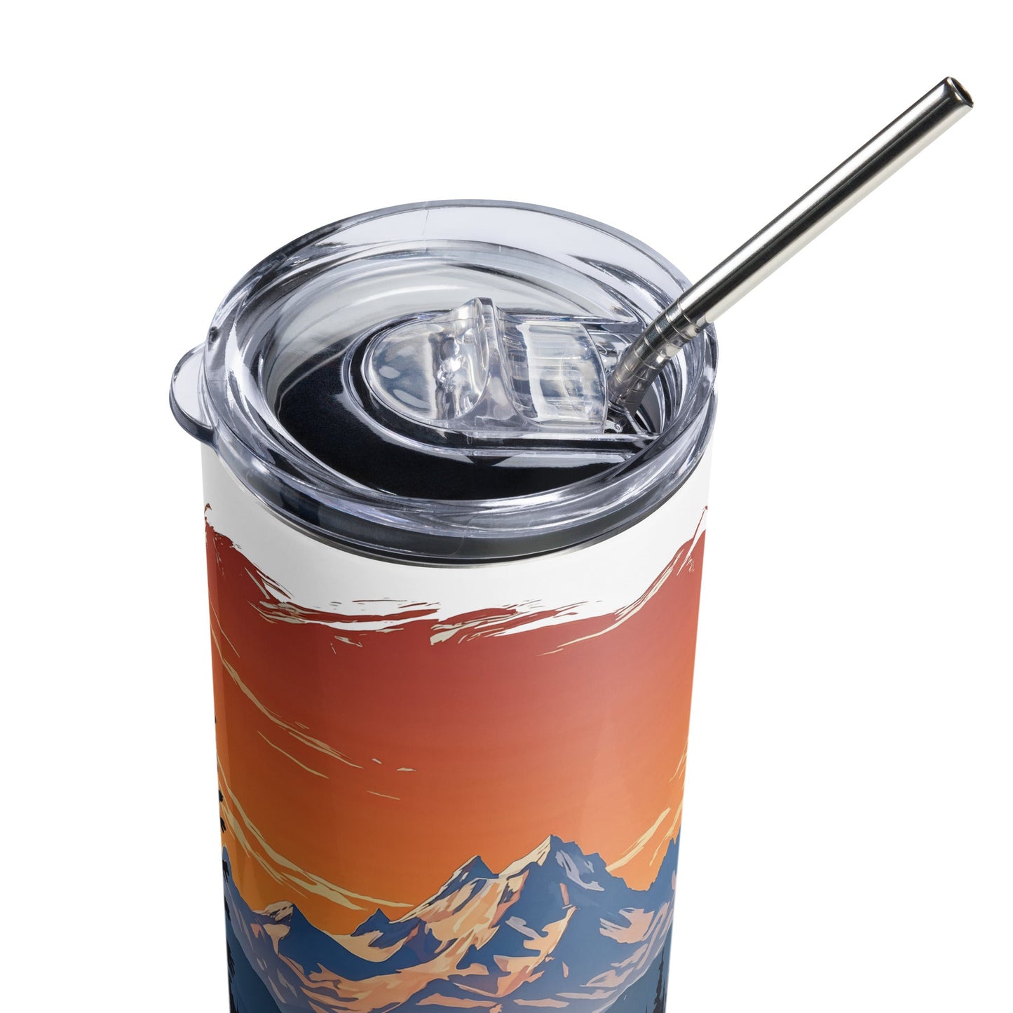 Orange Sky Over Mountains Stainless Steel Tumbler - Steel Tumbler - Discovery Co.