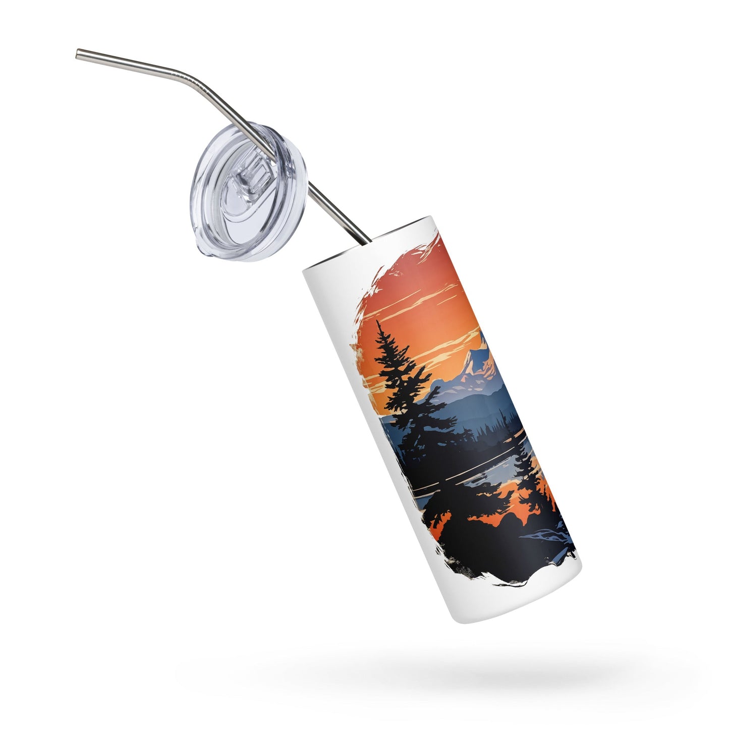 Orange Sky Over Mountains Stainless Steel Tumbler - Steel Tumbler - Discovery Co.