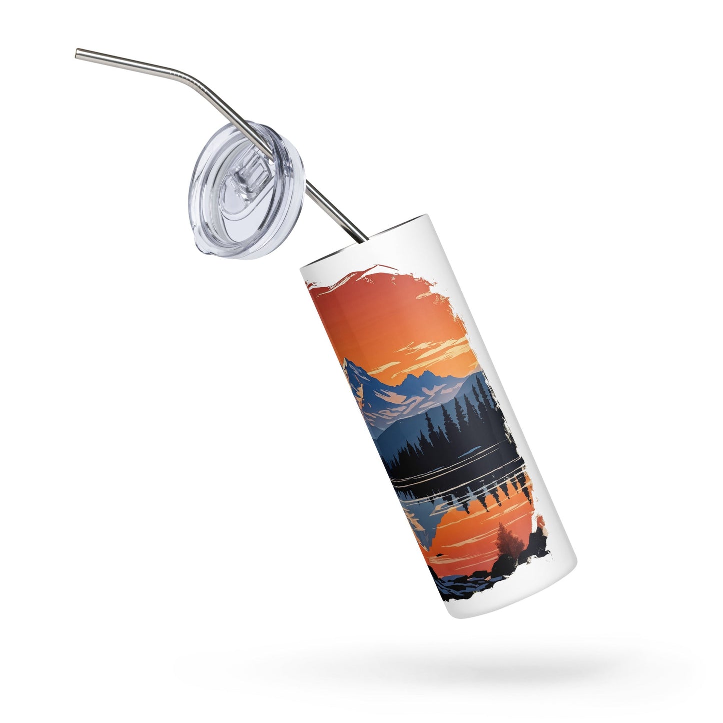 Orange Sky Over Mountains Stainless Steel Tumbler - Steel Tumbler - Discovery Co.