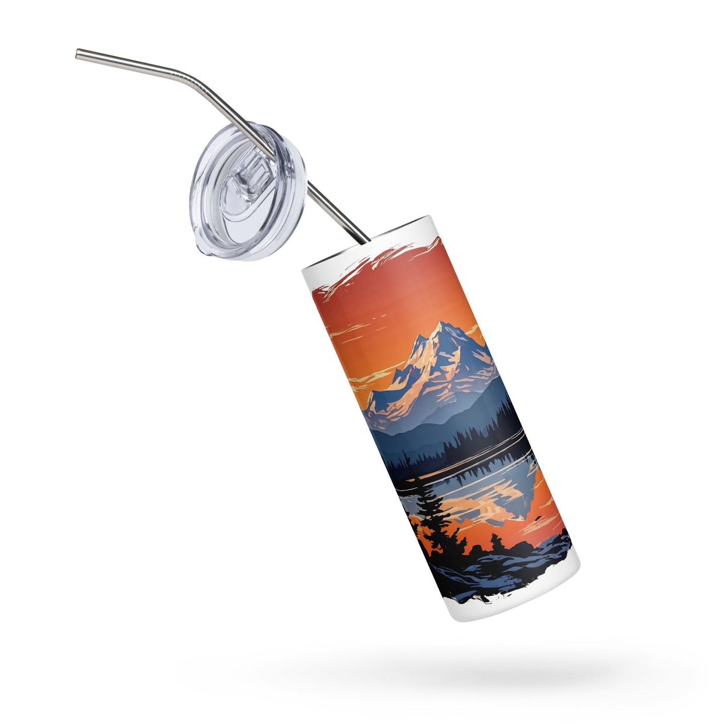 Orange Sky Over Mountains Stainless Steel Tumbler - Steel Tumbler - Discovery Co.