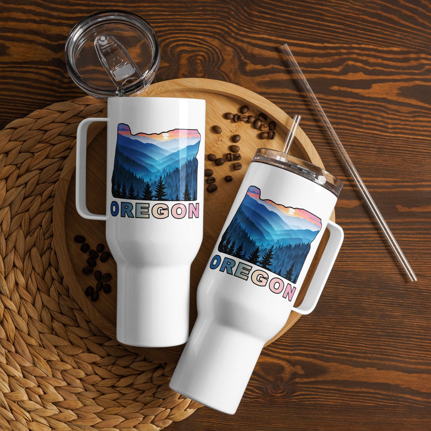 Oregon Blue Mountain II Travel Mug With Handle (25 oz and 40 oz) - Travel Mug - Discovery Co.