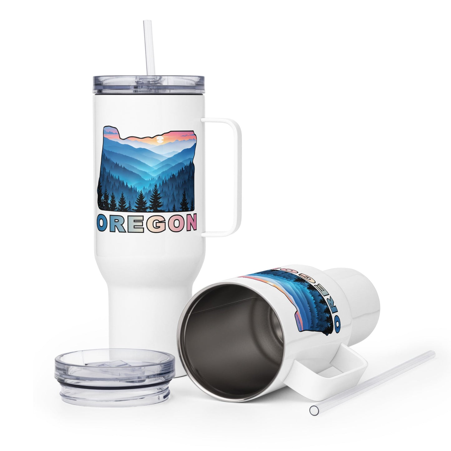 Oregon Blue Mountain II Travel Mug With Handle (25 oz and 40 oz) - Travel Mug - Discovery Co.