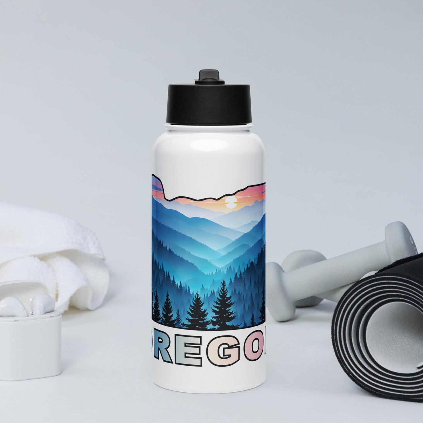 Oregon Blue Mountains II Stainless Steel Water Bottle With Straw Lid - Stainless Steel Water Bottle With Straw Lid - Discovery Co.