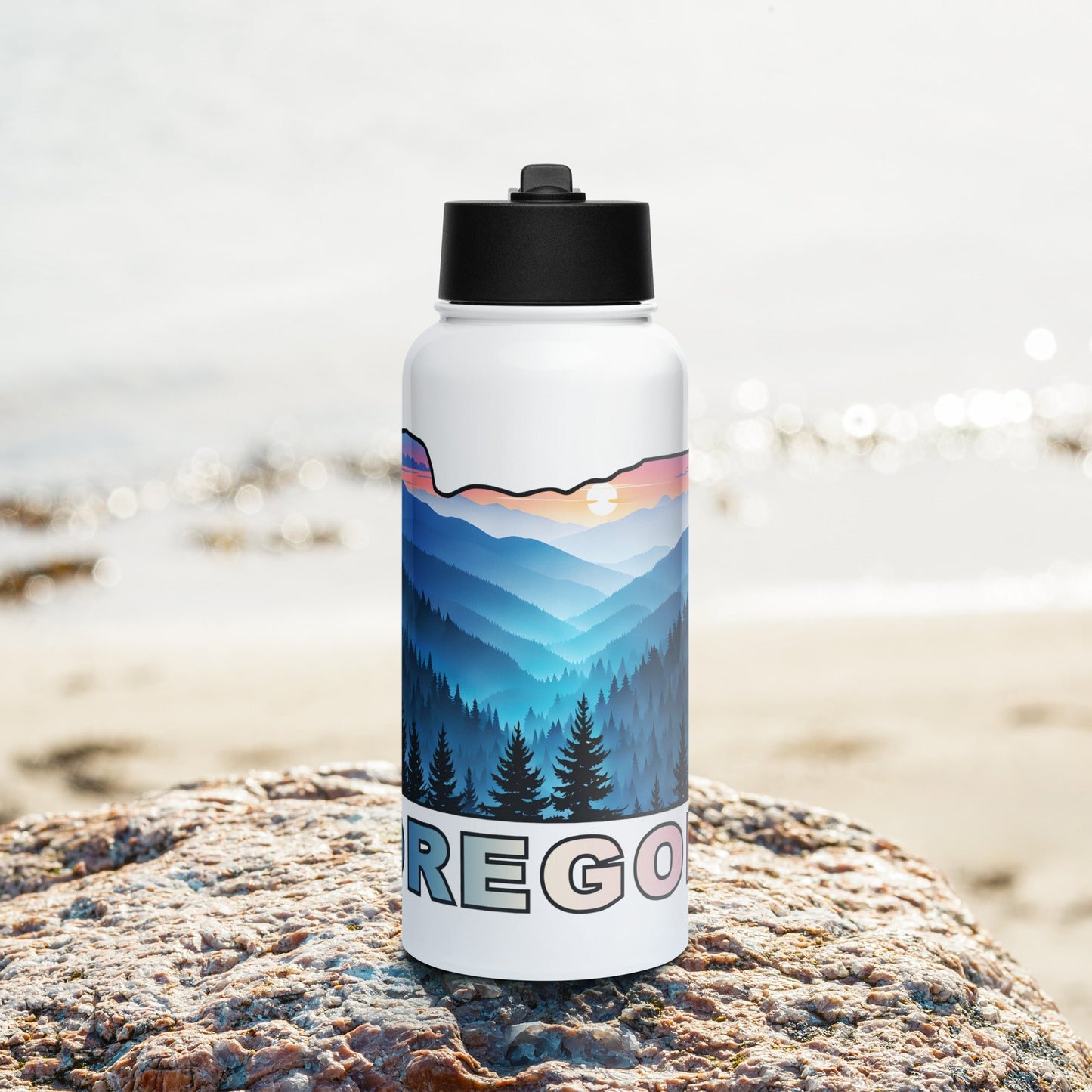 Oregon Blue Mountains II Stainless Steel Water Bottle With Straw Lid - Stainless Steel Water Bottle With Straw Lid - Discovery Co.