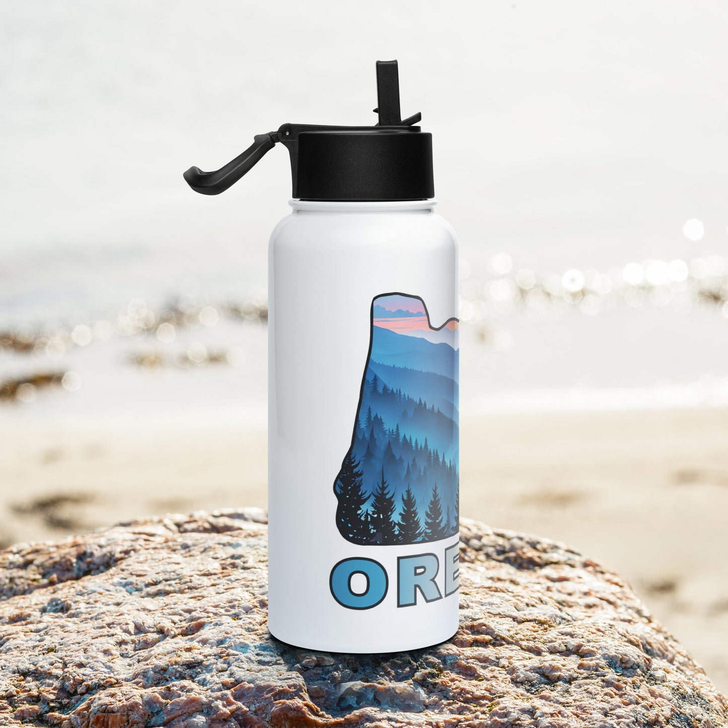 Oregon Blue Mountains II Stainless Steel Water Bottle With Straw Lid - Stainless Steel Water Bottle With Straw Lid - Discovery Co.
