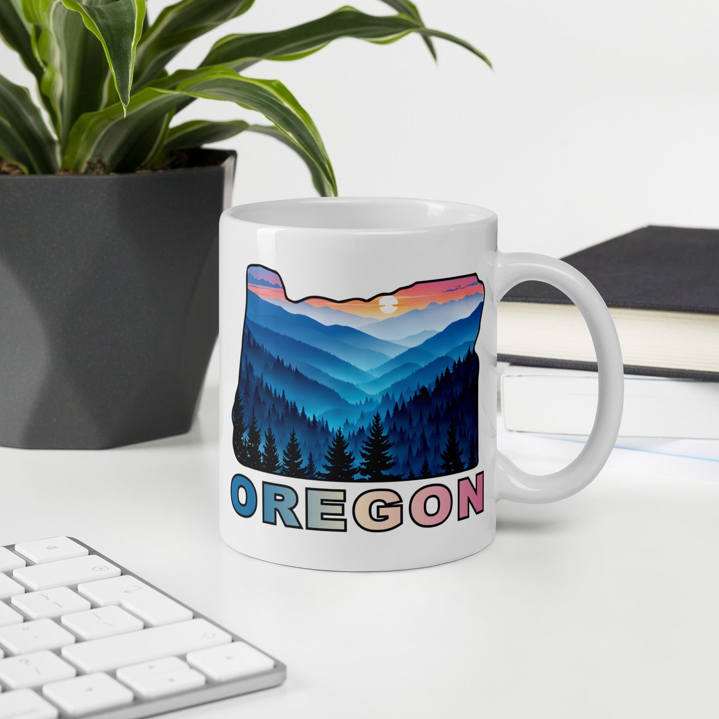 Oregon Blue Mountains II White Glossy Mug (11 oz, 15 oz, 20 oz) - Mugs - Discovery Co.