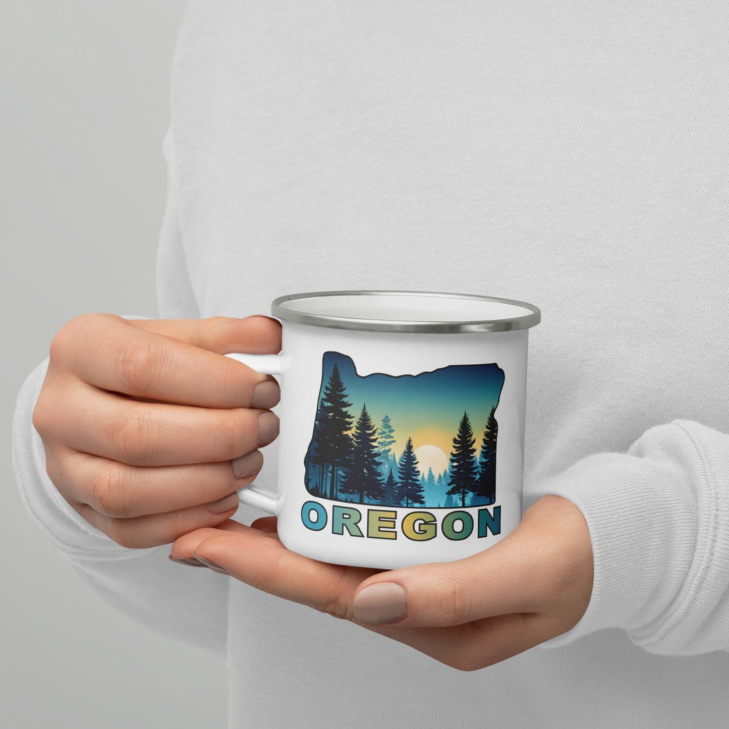 Oregon Sunset Forest II Enamel Mug - Mugs - Discovery Co.