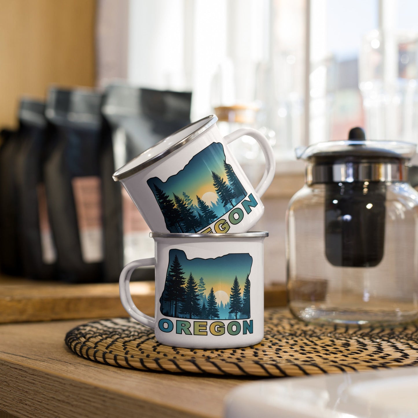 Oregon Sunset Forest II Enamel Mug - Mugs - Discovery Co.