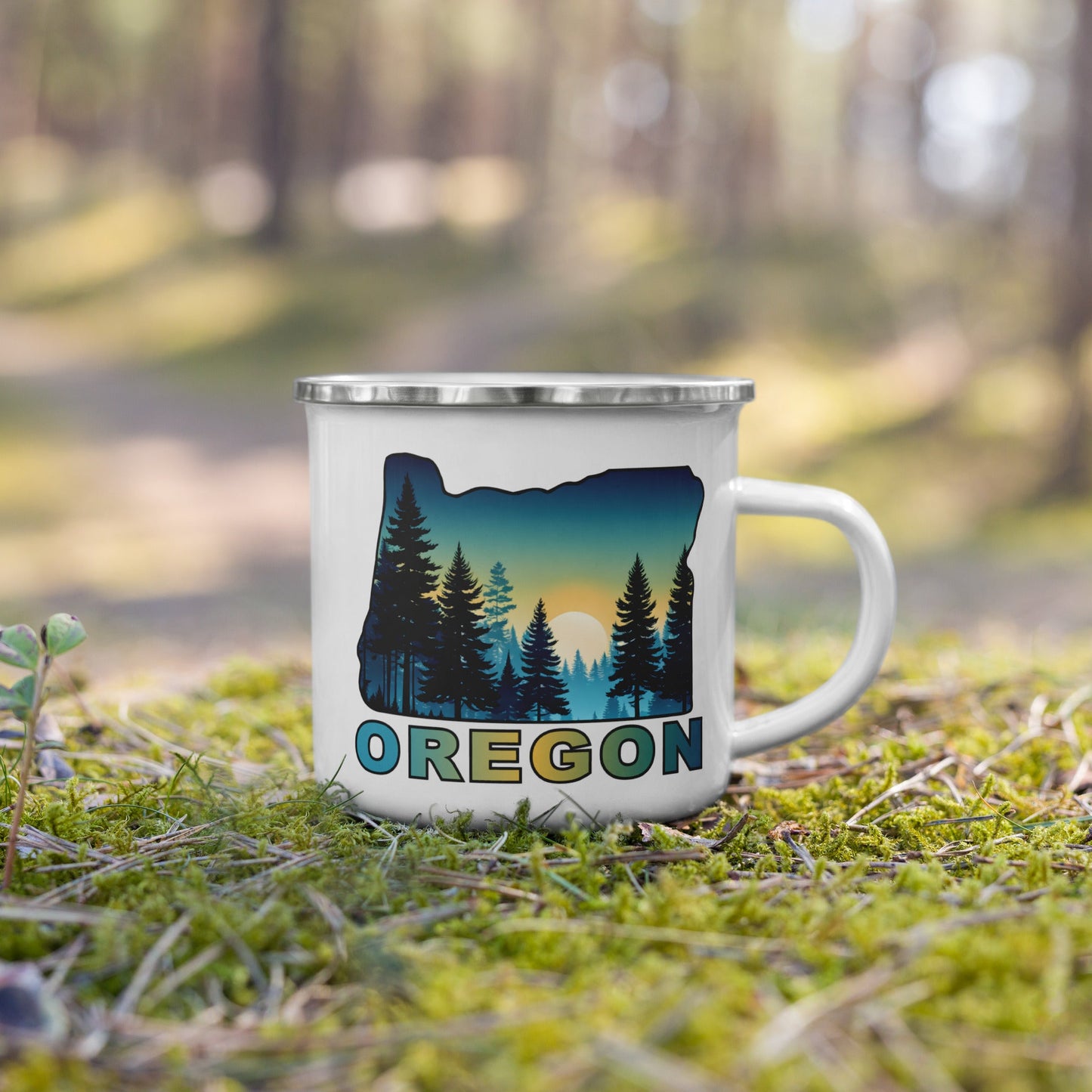 Oregon Sunset Forest II Enamel Mug - Mugs - Discovery Co.