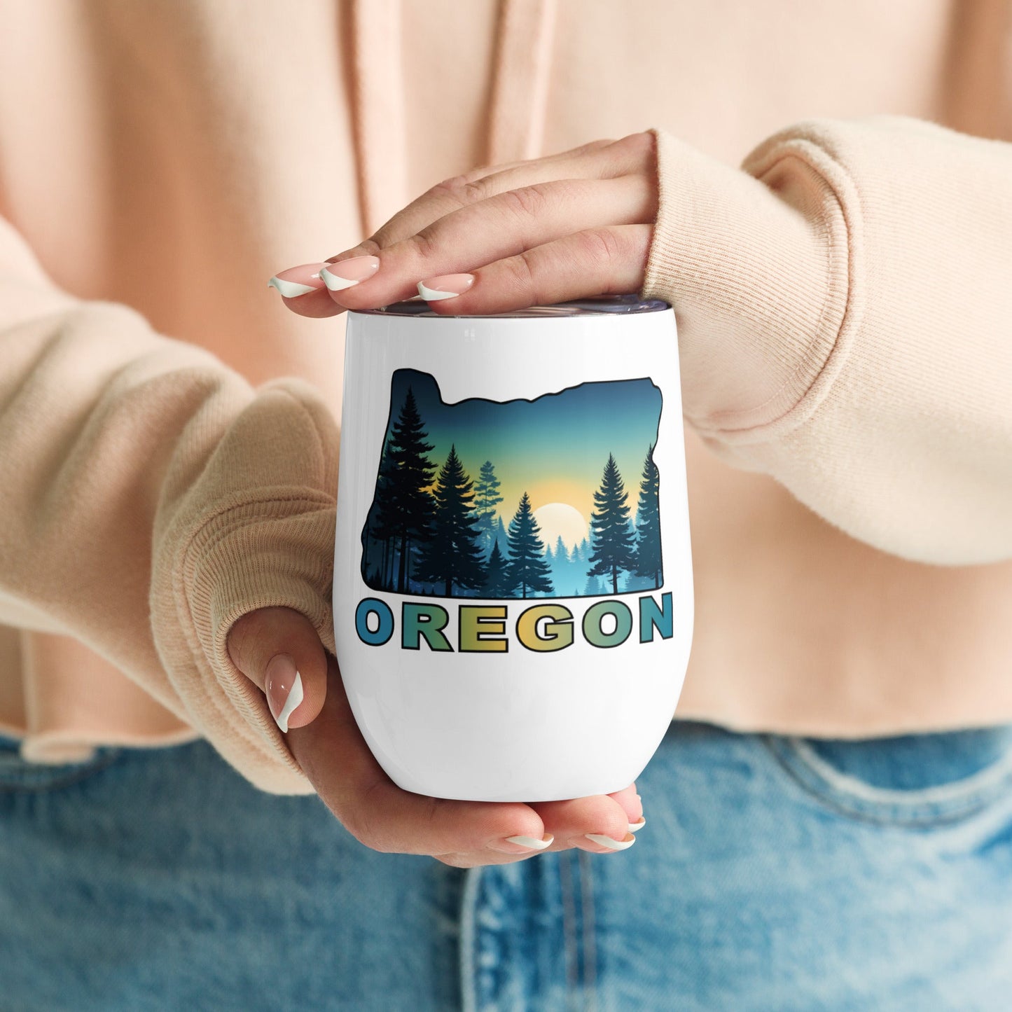 Oregon Sunset Forest II Stainless Steel Wine Tumbler - Steel Tumbler - Discovery Co.