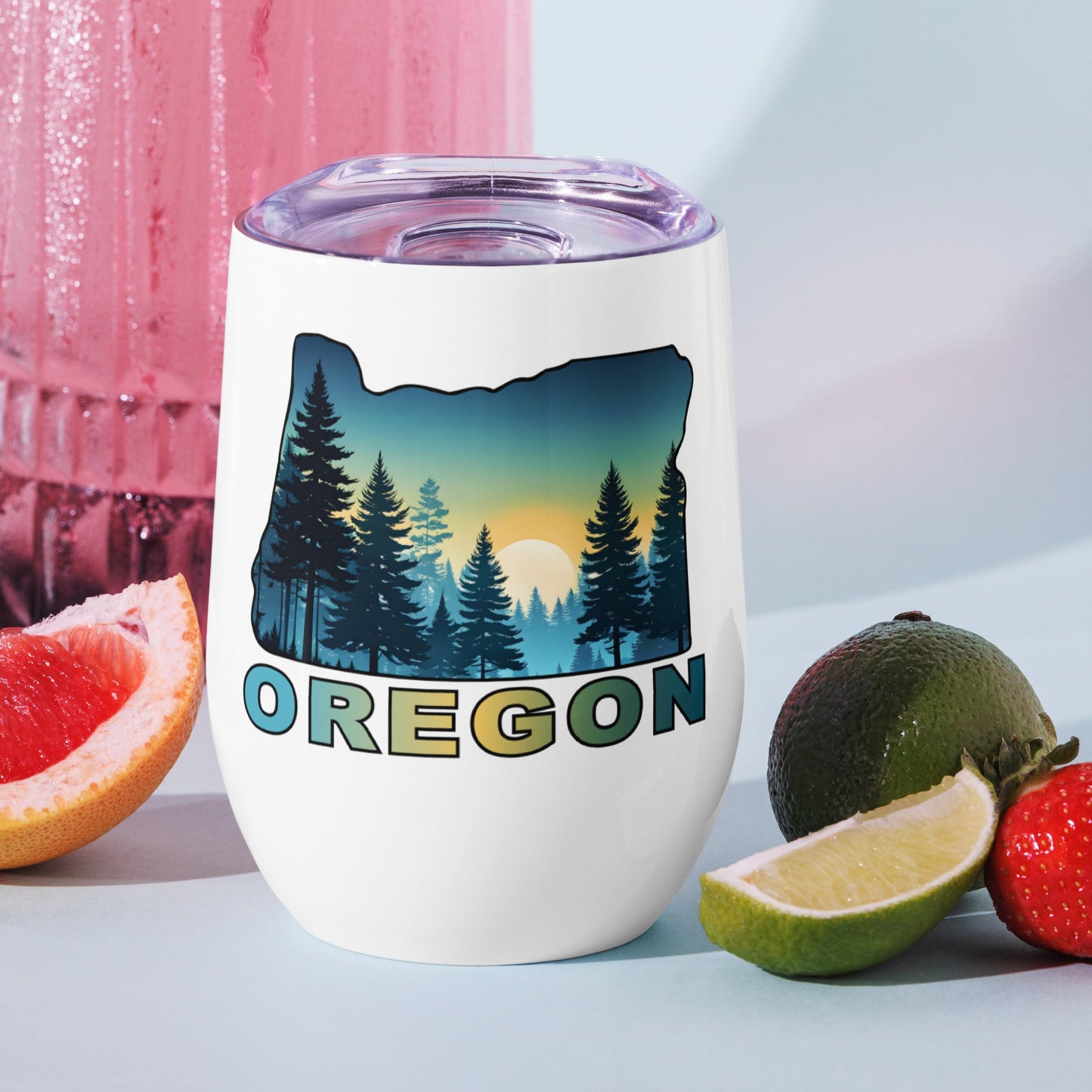Oregon Sunset Forest II Stainless Steel Wine Tumbler - Steel Tumbler - Discovery Co.
