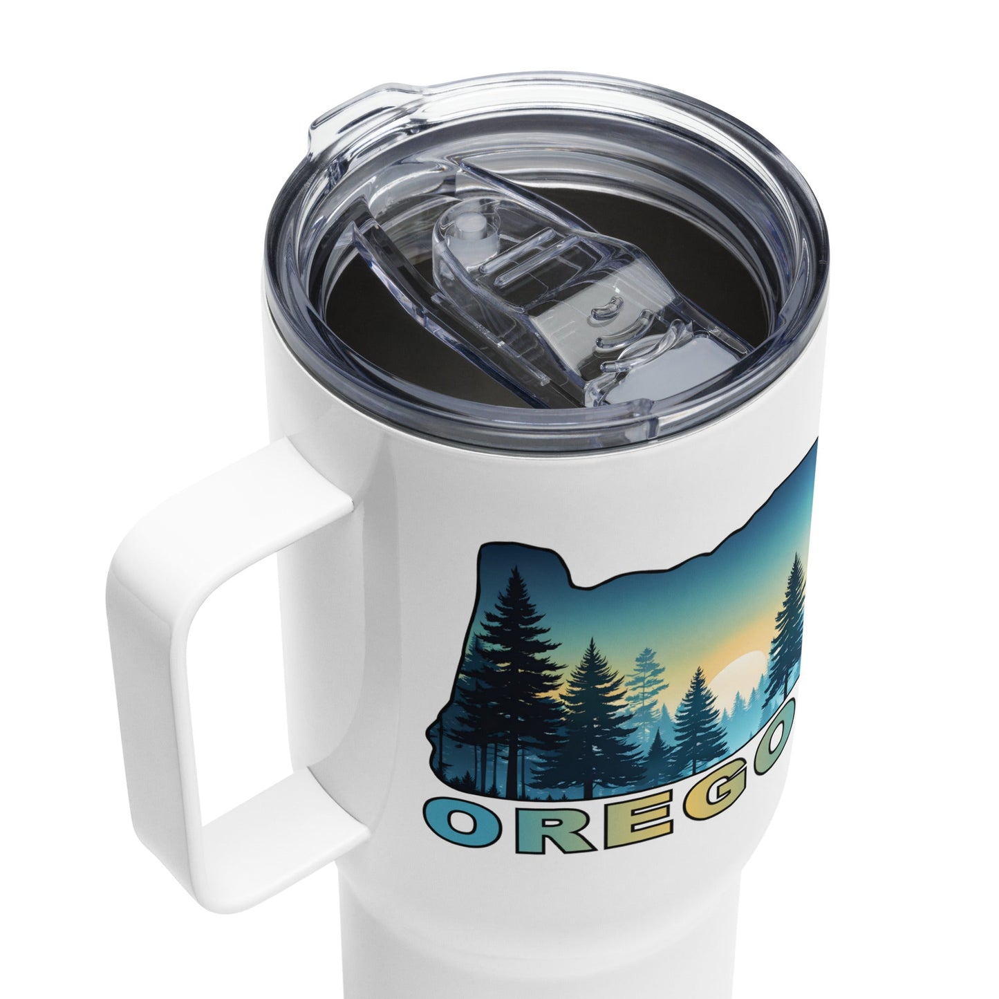 Oregon Sunset Forest II Travel Mug With Handle (25 oz and 40 oz) - Travel Mug - Discovery Co.