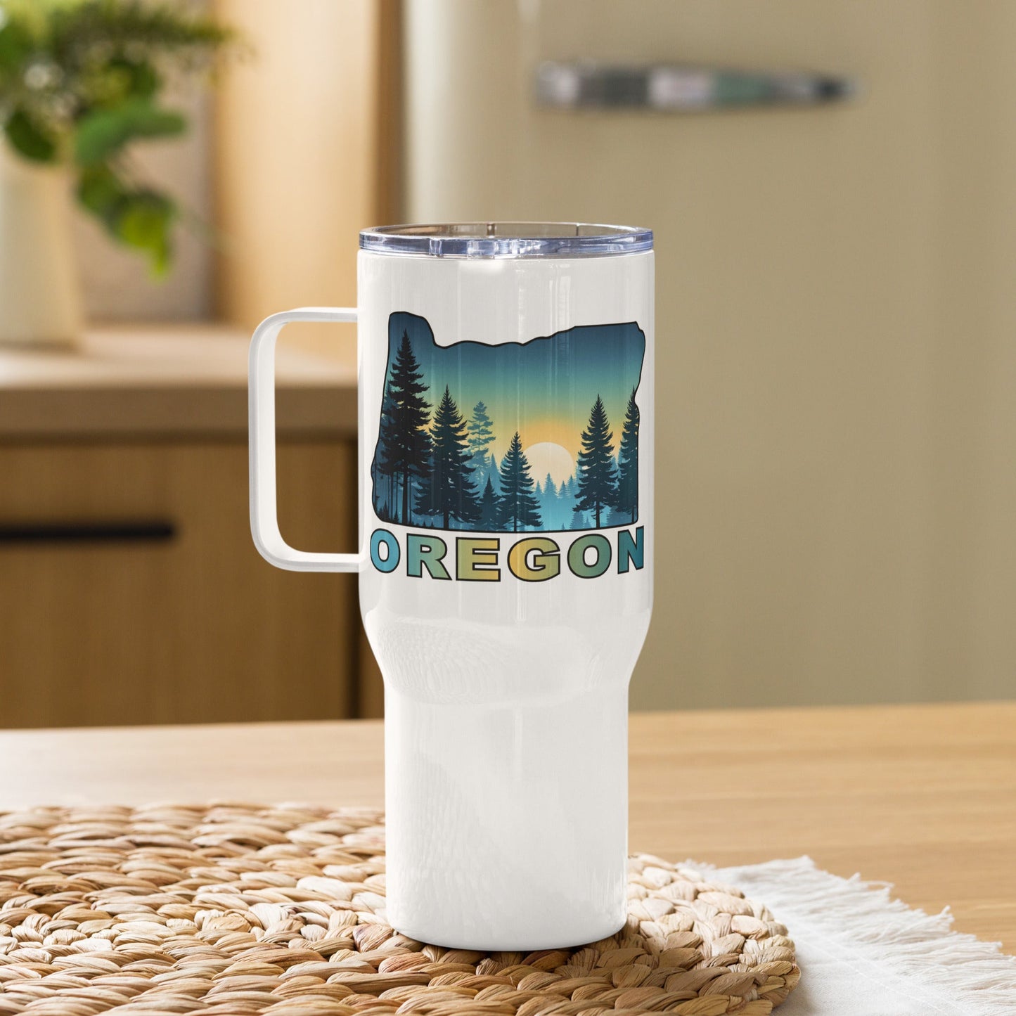 Oregon Sunset Forest II Travel Mug With Handle (25 oz and 40 oz) - Travel Mug - Discovery Co.