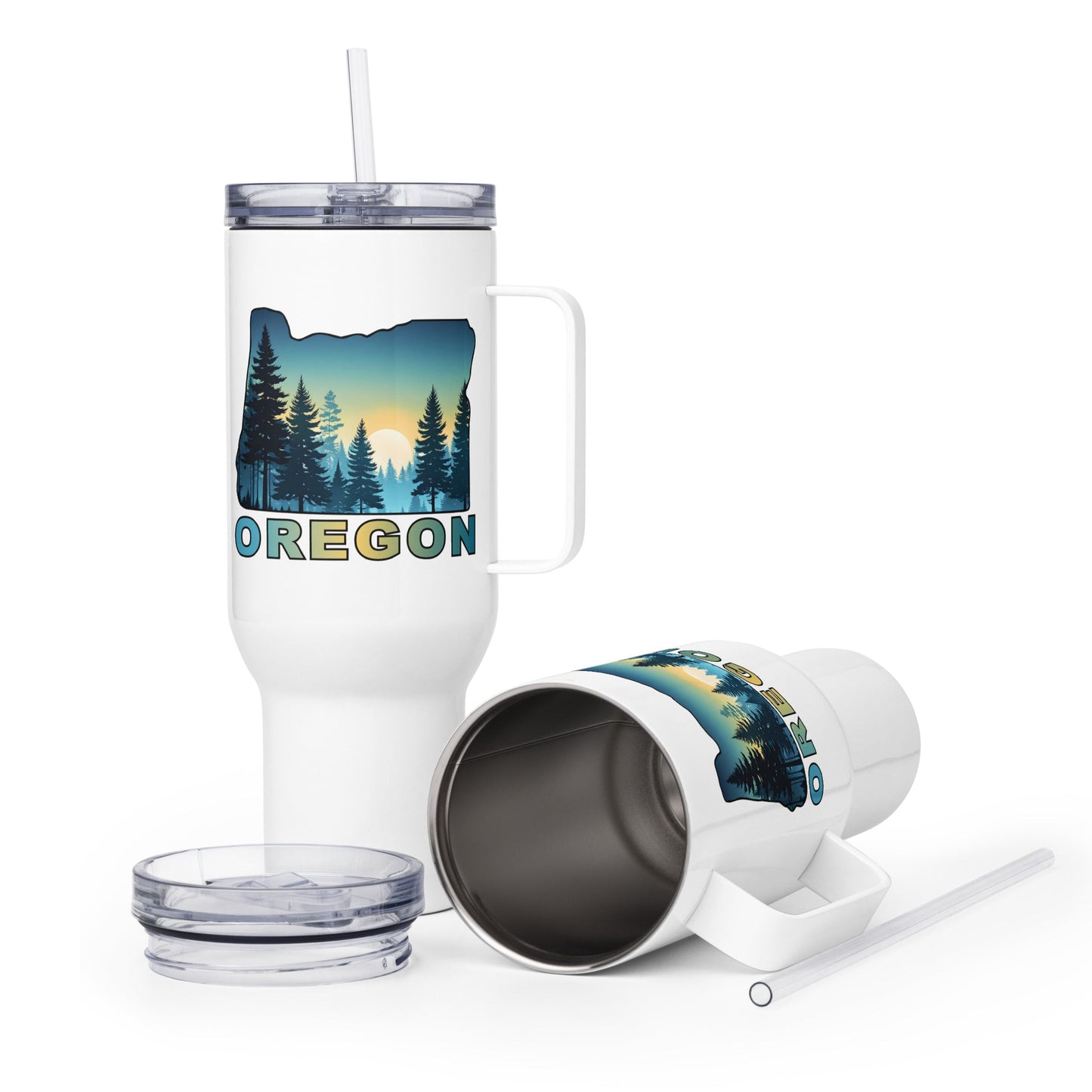 Oregon Sunset Forest II Travel Mug With Handle (25 oz and 40 oz) - Travel Mug - Discovery Co.