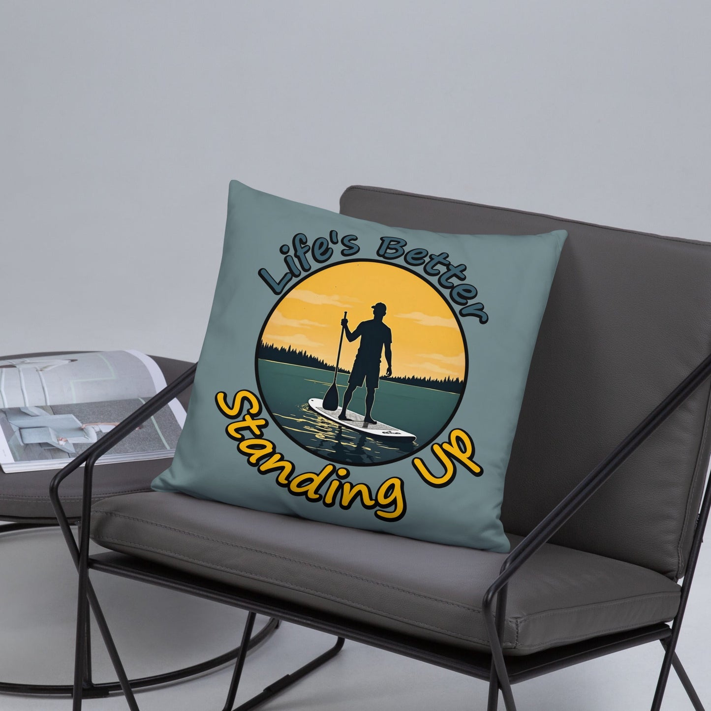 Paddle Boarding "Life's Better Standing Up" Basic Pillow - Pillows - Discovery Co.