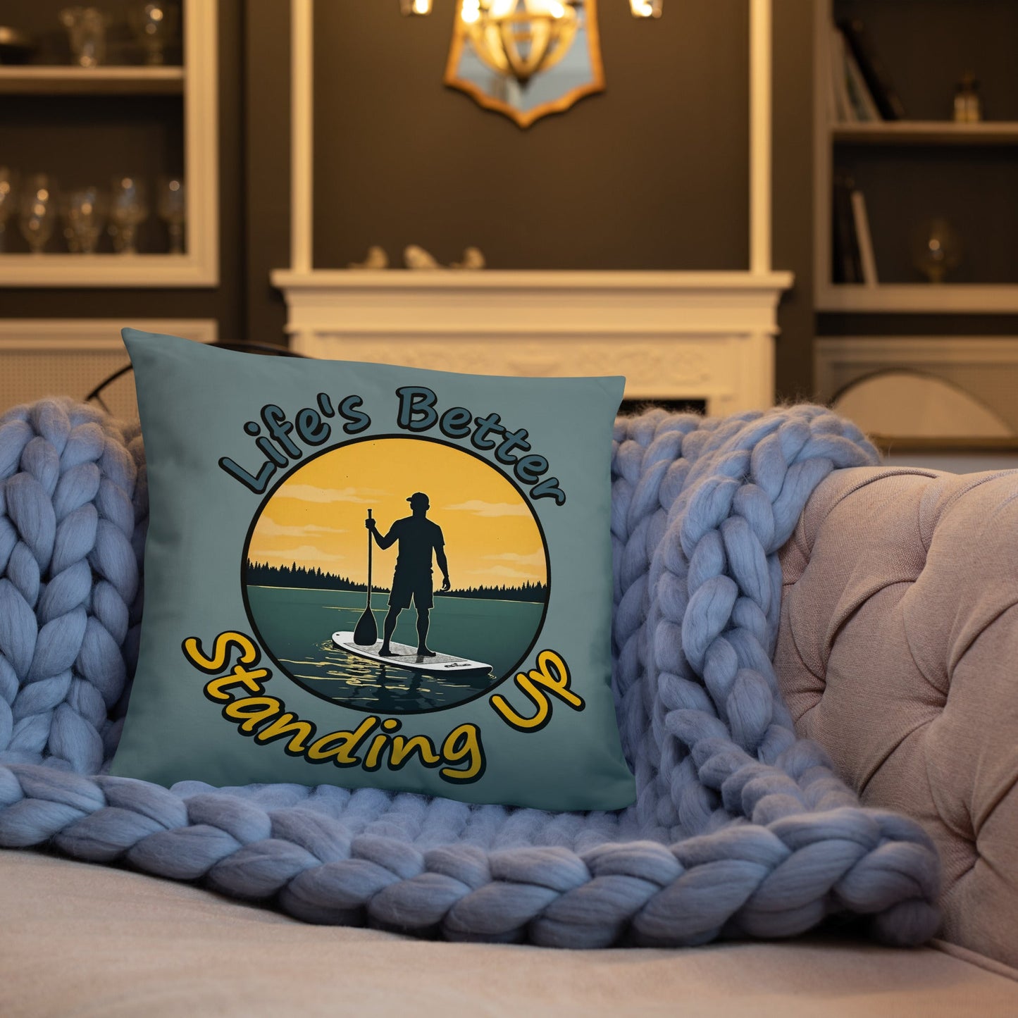 Paddle Boarding "Life's Better Standing Up" Basic Pillow - Pillows - Discovery Co.