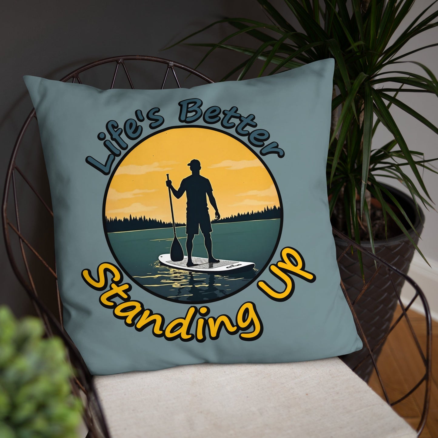 Paddle Boarding "Life's Better Standing Up" Basic Pillow - Pillows - Discovery Co.