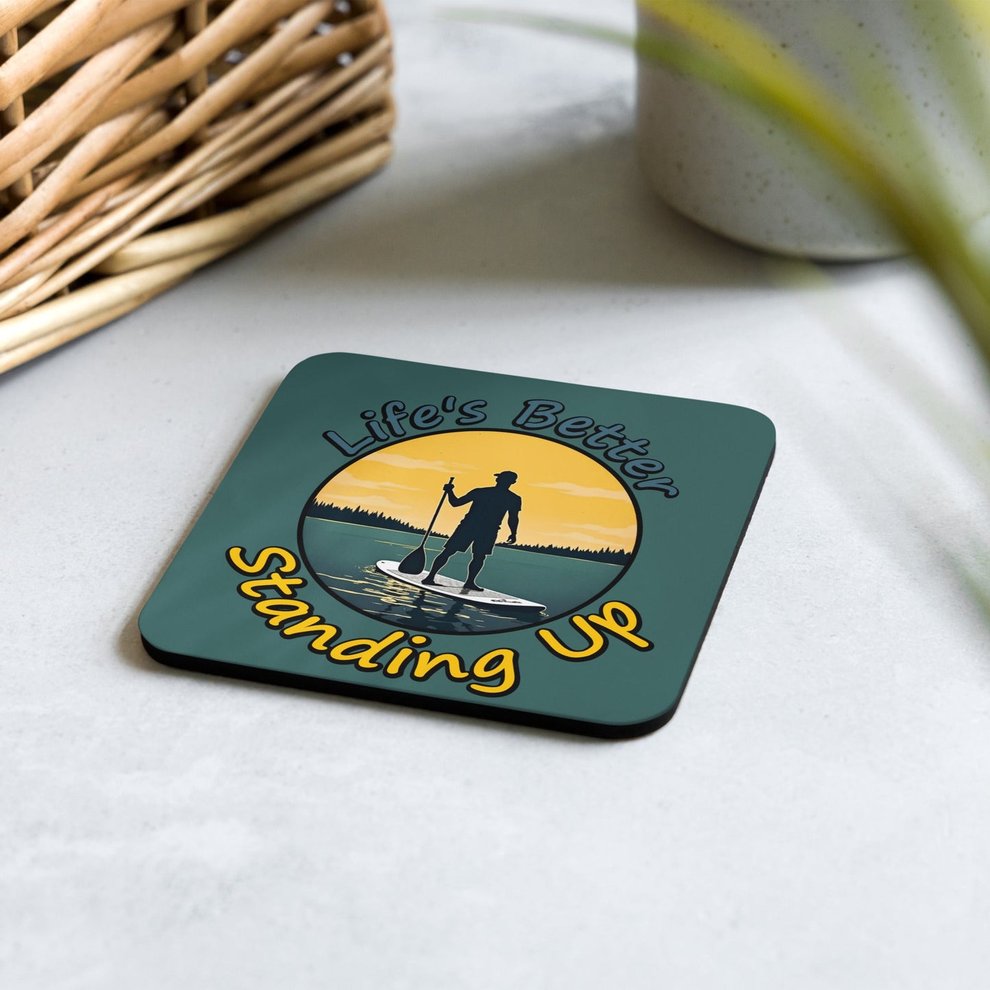 Paddle Boarding "Life's Better Standing Up" Cork - Back Coaster - Coasters - Discovery Co.