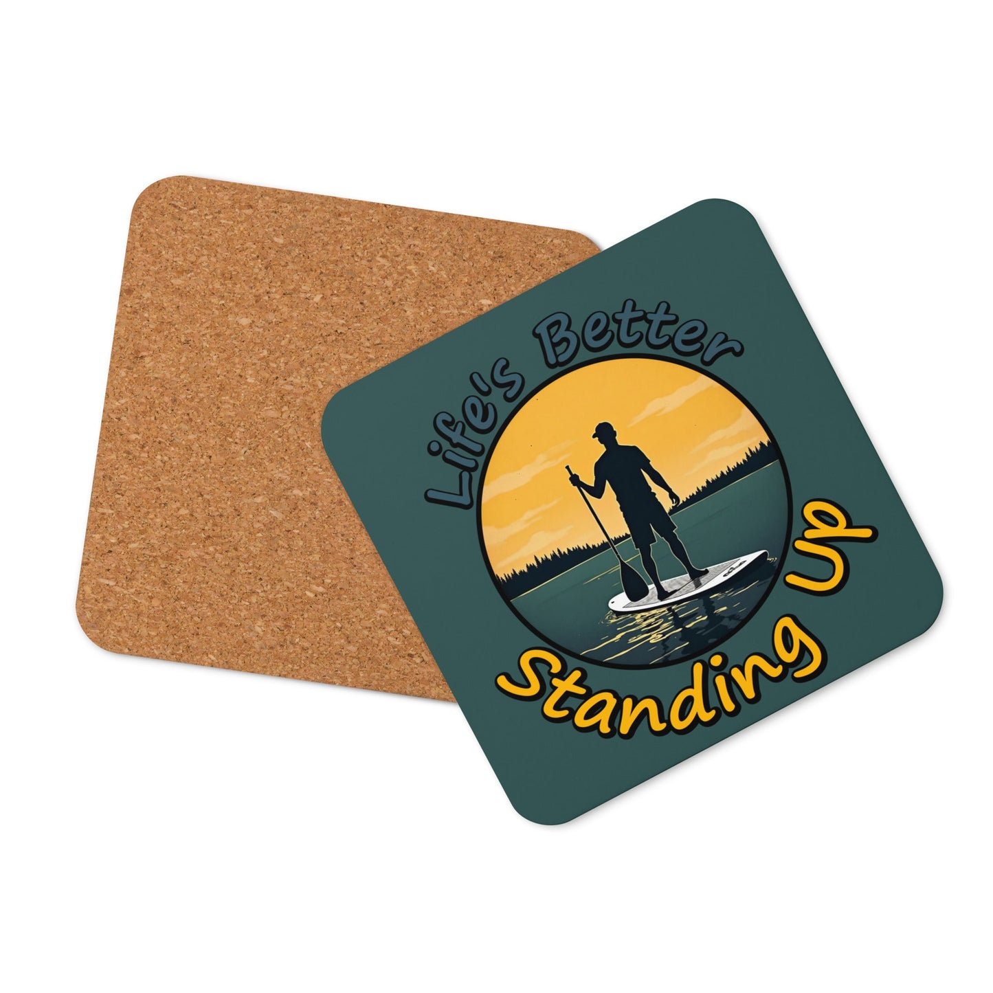 Paddle Boarding "Life's Better Standing Up" Cork - Back Coaster - Coasters - Discovery Co.