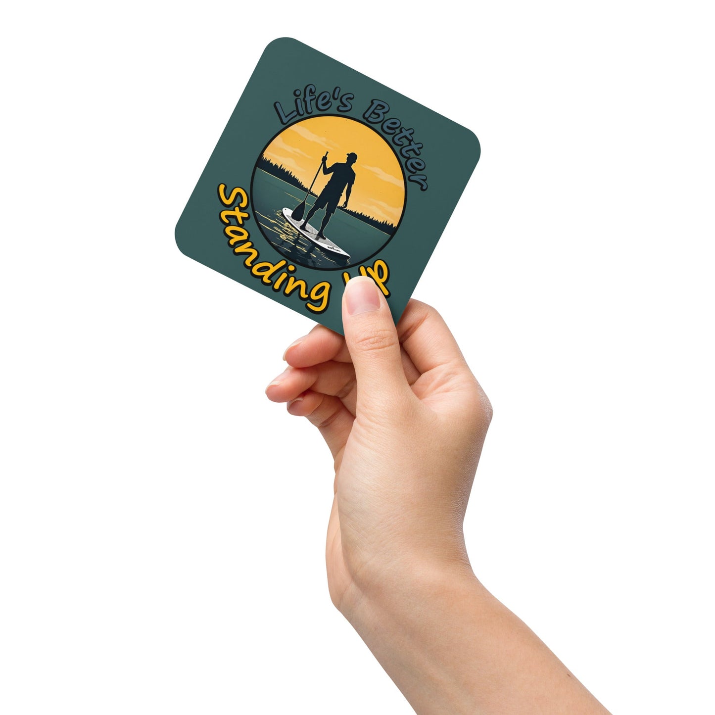 Paddle Boarding "Life's Better Standing Up" Cork - Back Coaster - Coasters - Discovery Co.