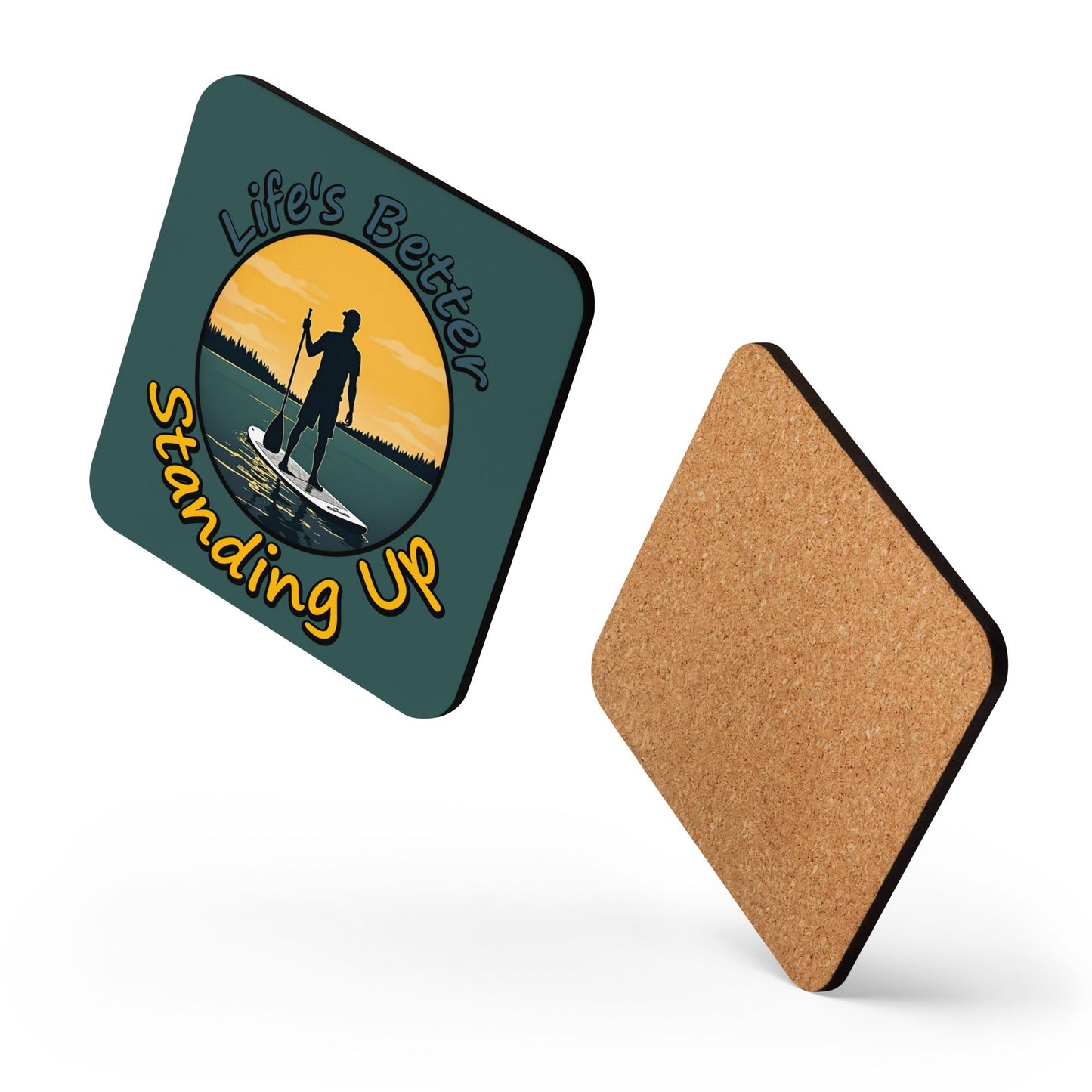 Paddle Boarding "Life's Better Standing Up" Cork - Back Coaster - Coasters - Discovery Co.