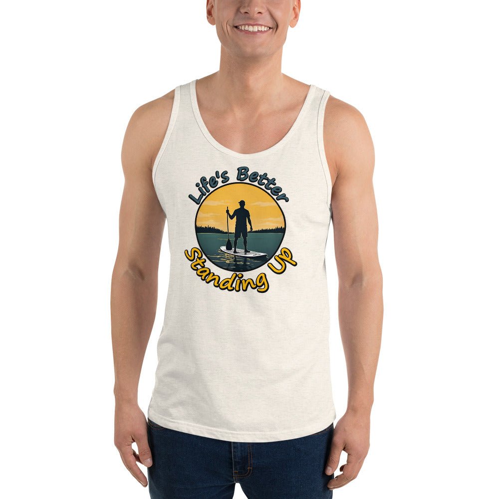 Paddle Boarding "Life's Better Standing Up" Men's Tank Top - Men's Shirts - Discovery Co.