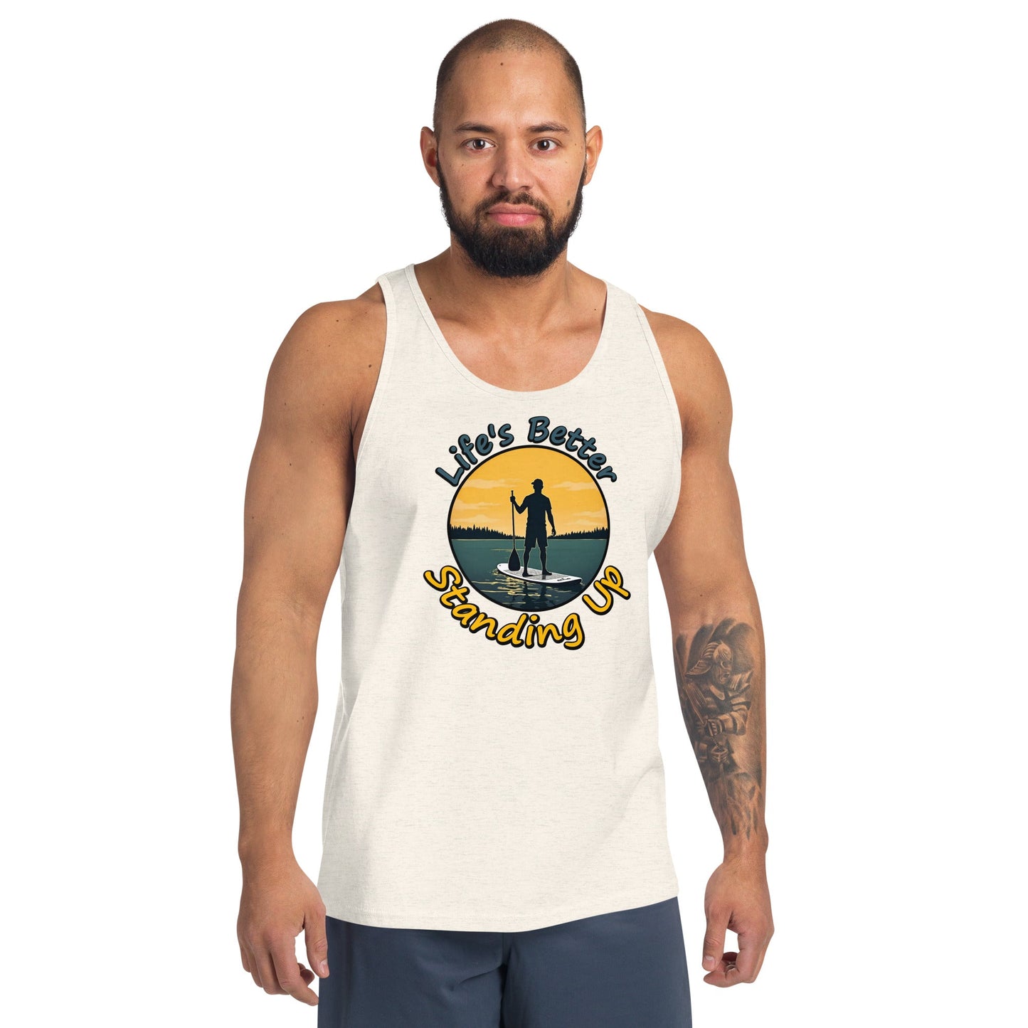 Paddle Boarding "Life's Better Standing Up" Men's Tank Top - Men's Shirts - Discovery Co.