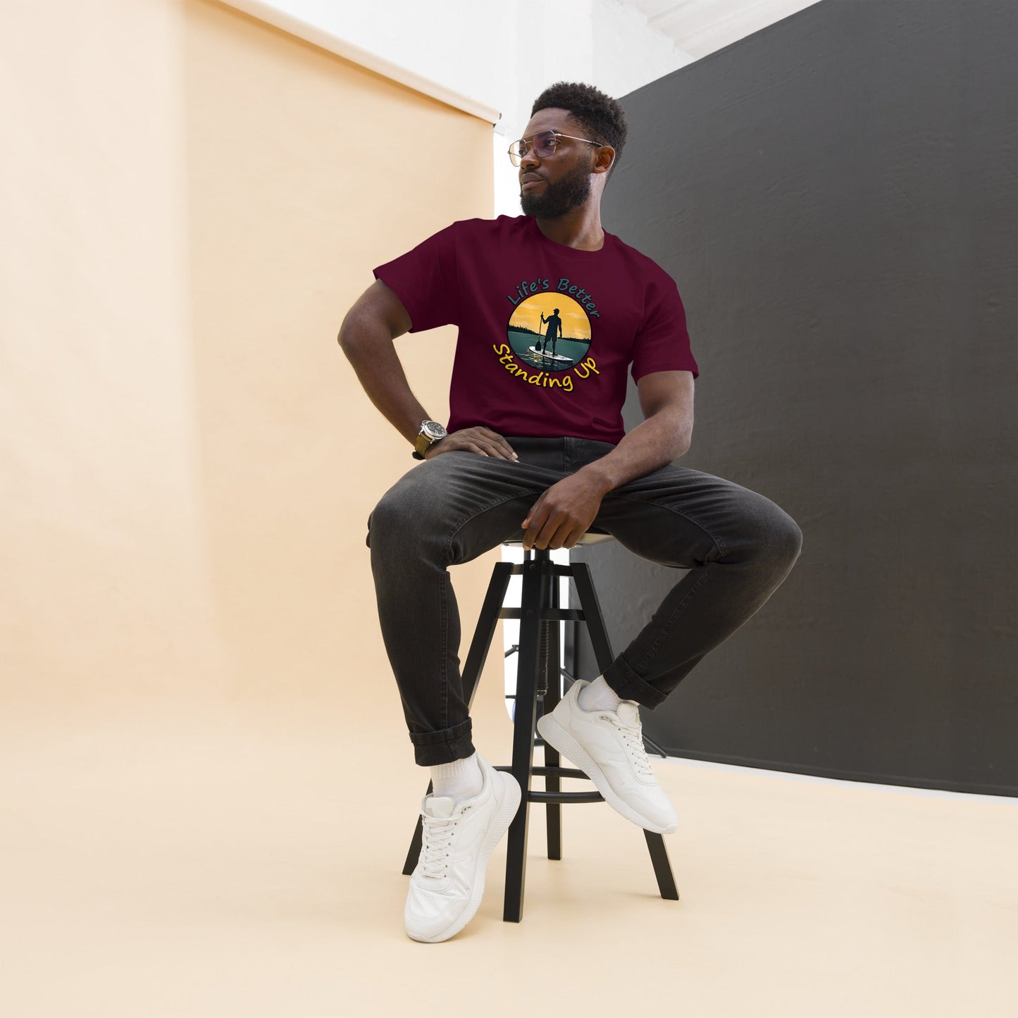 Paddle Boarding "Life's Better Standing Up" Men's (Unisex) Classic Tee - Men's Shirts - Discovery Co.