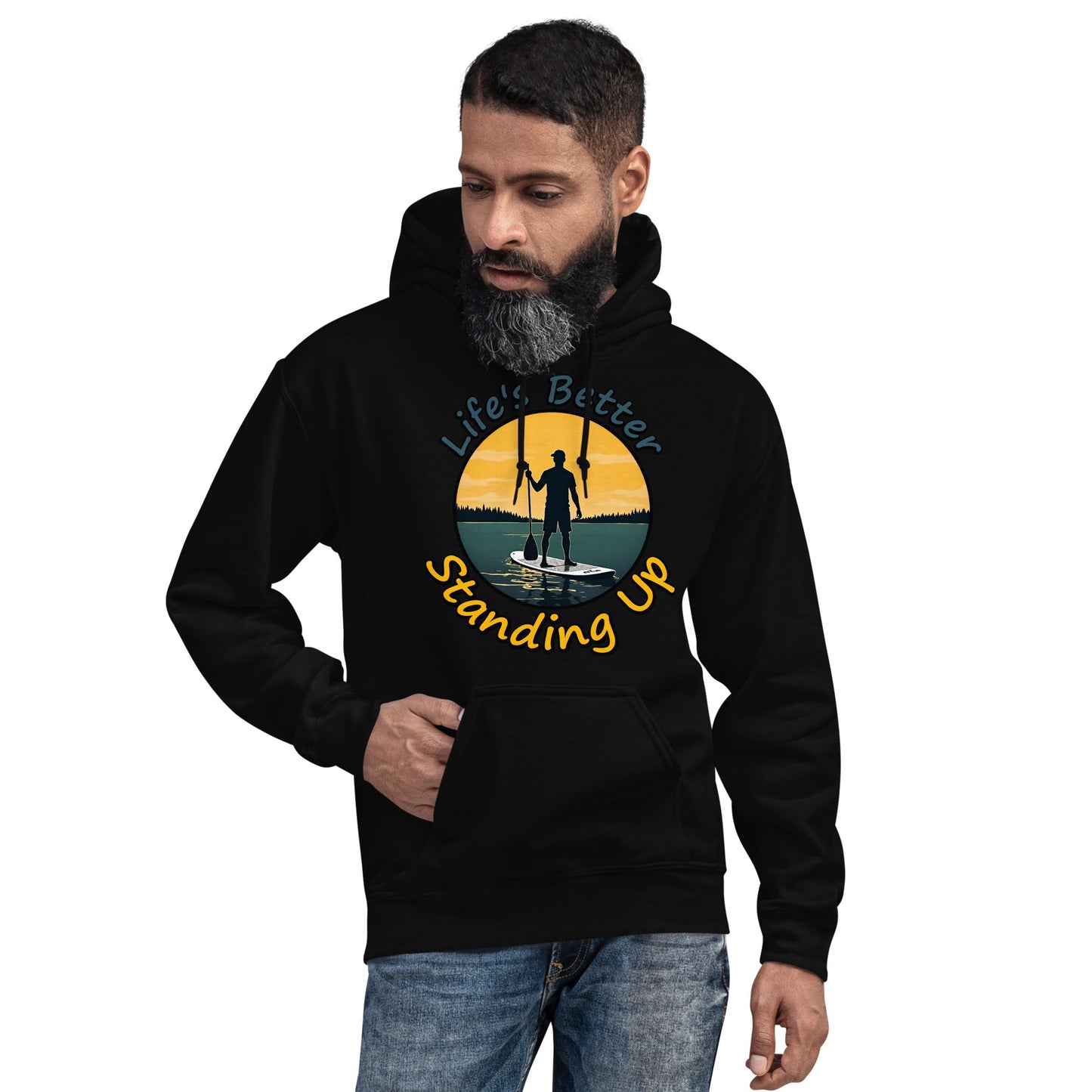 Paddle Boarding "Life's Better Standing Up" Men's (Unisex) Heavy Blend Hoodie - Hoodies - Discovery Co.