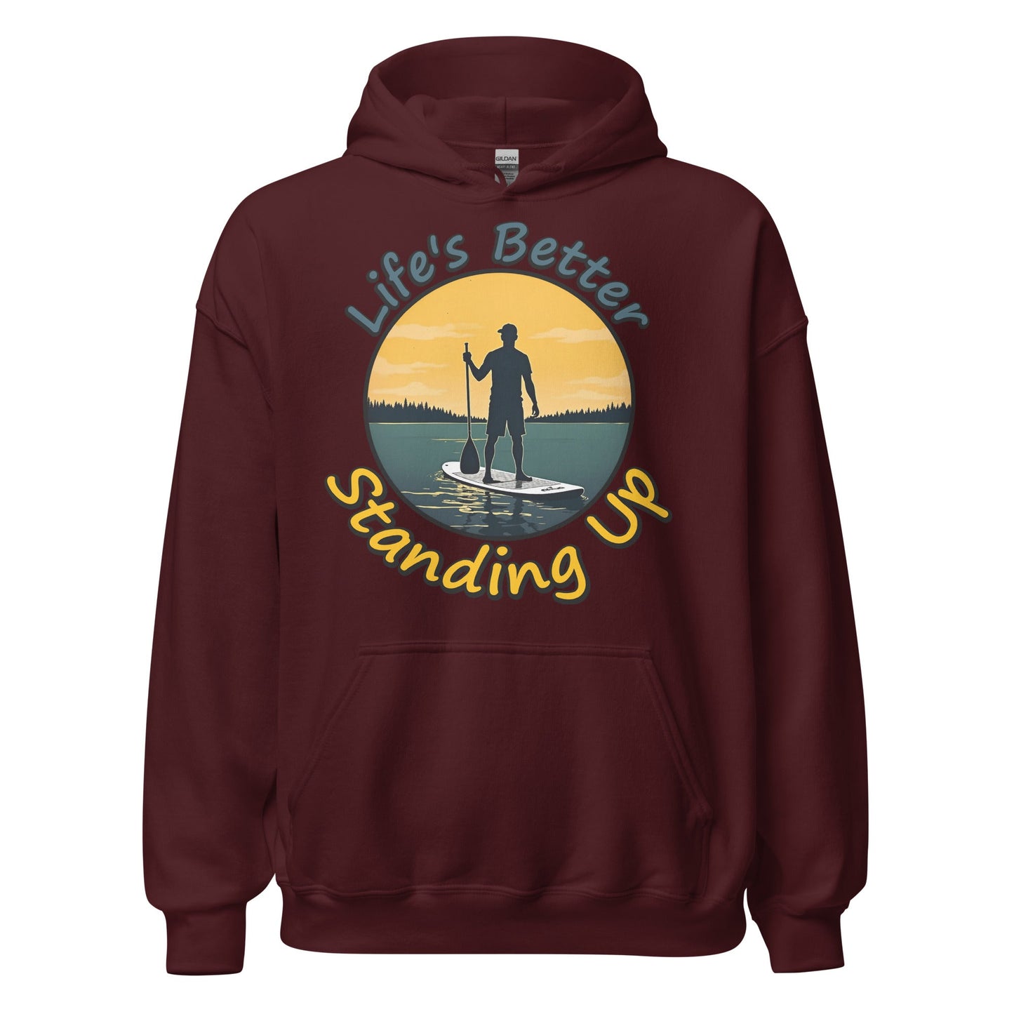 Paddle Boarding "Life's Better Standing Up" Men's (Unisex) Heavy Blend Hoodie - Hoodies - Discovery Co.