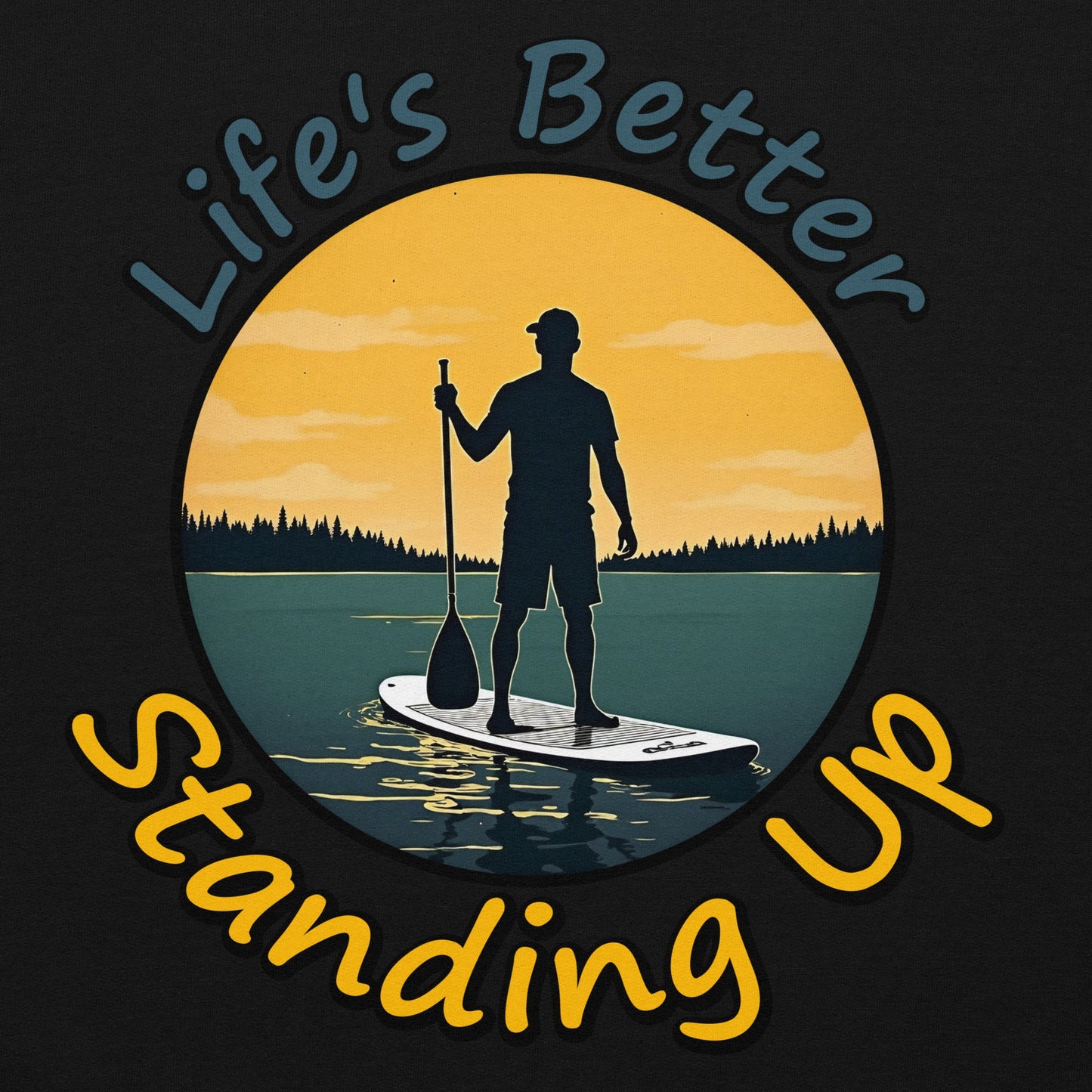 Paddle Boarding "Life's Better Standing Up" Men's (Unisex) Heavy Blend Hoodie - Hoodies - Discovery Co.