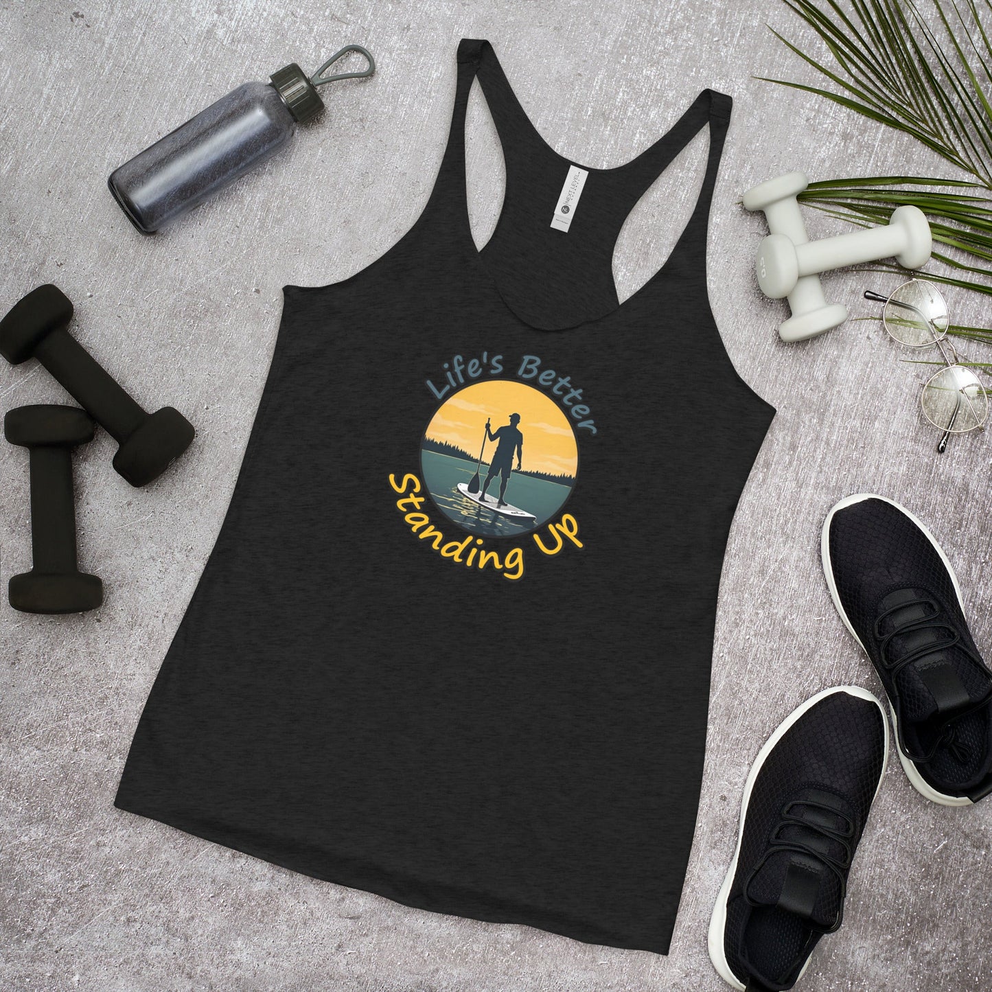 Paddle Boarding "Life's Better Standing Up" Women's Racerback Tank - Women's Shirts - Discovery Co.