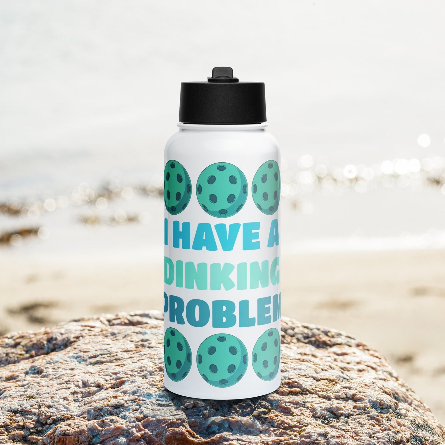 Pickleball "I Have A Dinking Problem" Stainless Steel Water Bottle With Straw Lid - Stainless Steel Water Bottle With Straw Lid - Discovery Co.