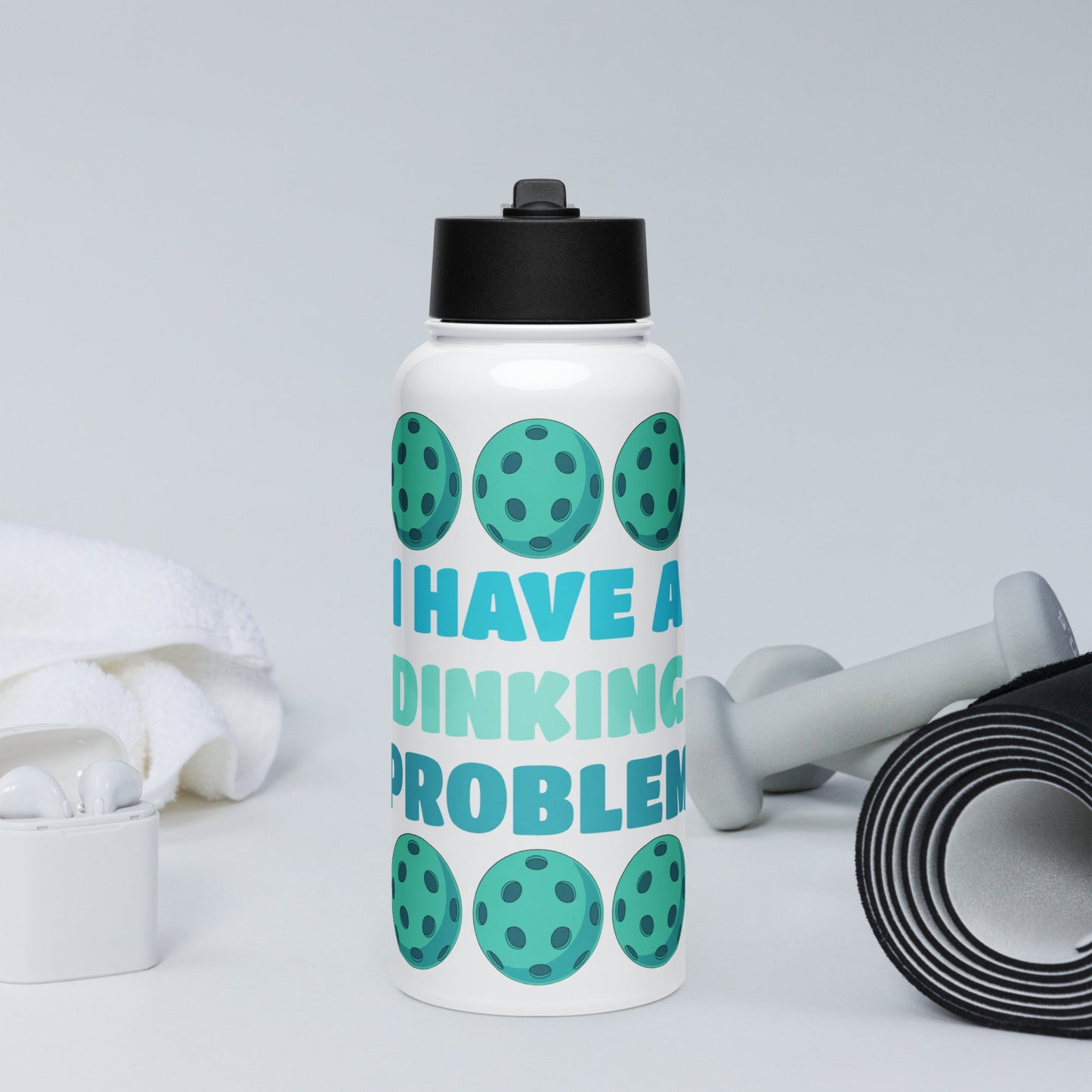 Pickleball "I Have A Dinking Problem" Stainless Steel Water Bottle With Straw Lid - Stainless Steel Water Bottle With Straw Lid - Discovery Co.