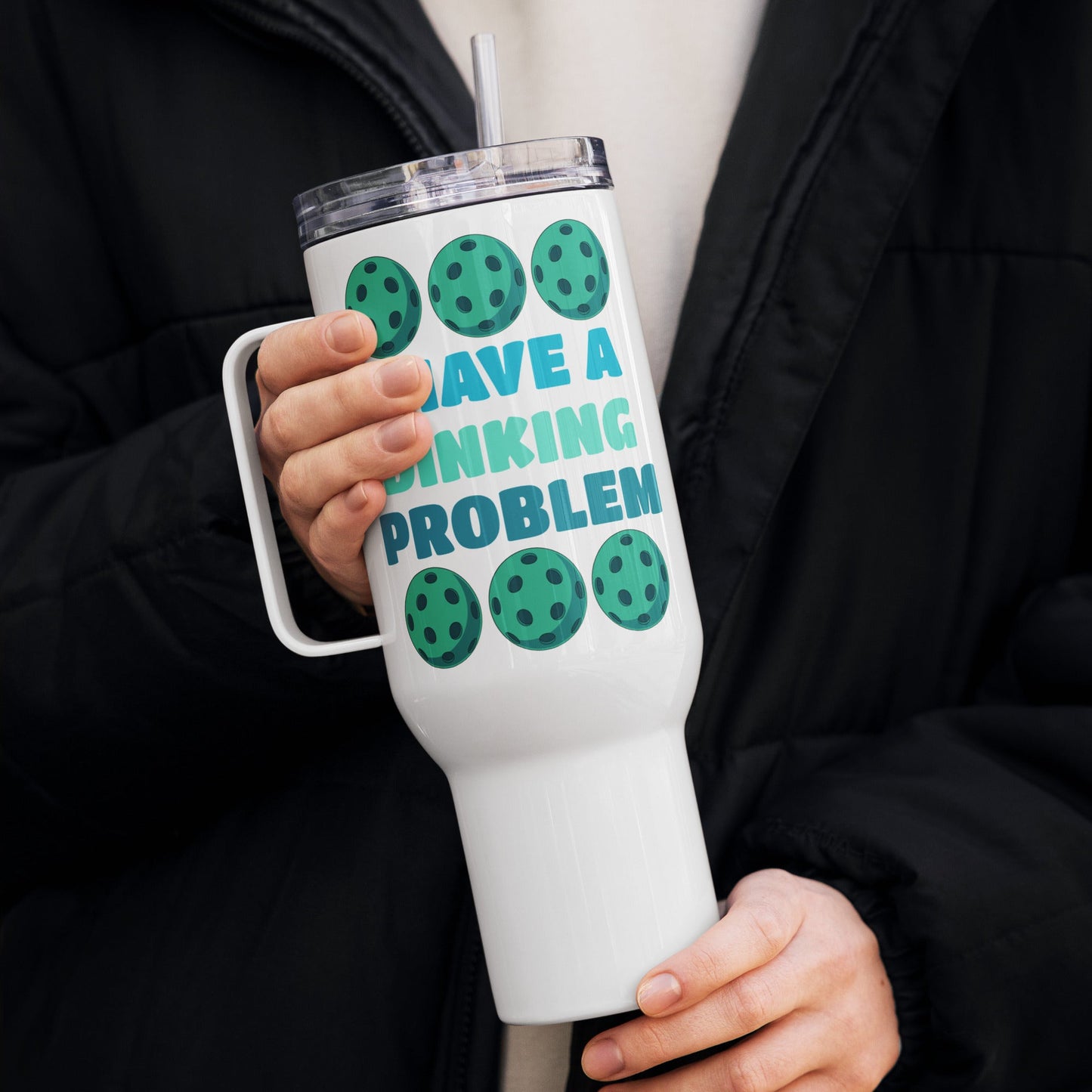 Pickleball "I Have A Dinking Problem" Travel Mug With Handle (25 oz and 40 oz) - Travel Mug - Discovery Co.