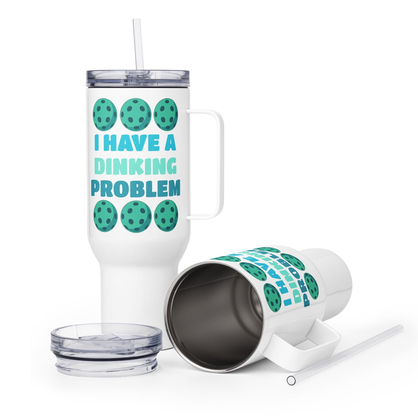 Pickleball "I Have A Dinking Problem" Travel Mug With Handle (25 oz and 40 oz) - Travel Mug - Discovery Co.