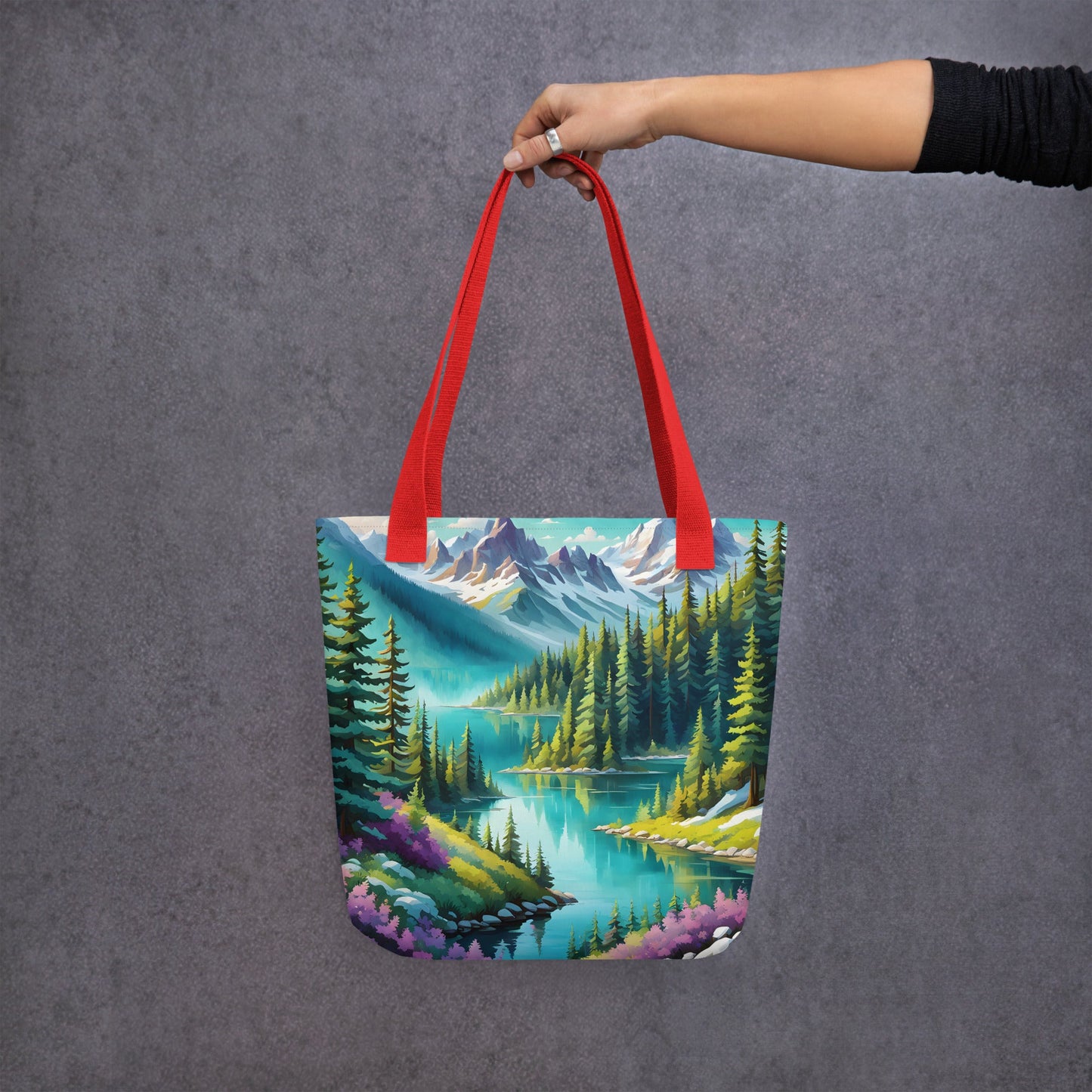 Pine Forest With Lake Tote Bag - Tote Bags - Discovery Co.