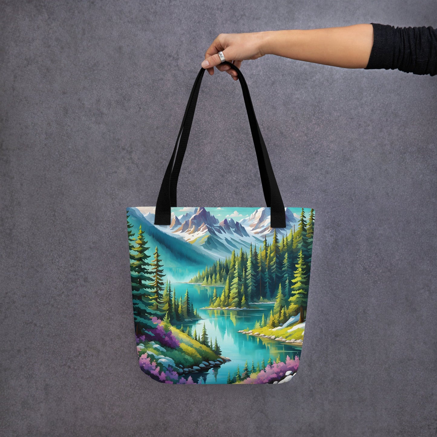 Pine Forest With Lake Tote Bag - Tote Bags - Discovery Co.