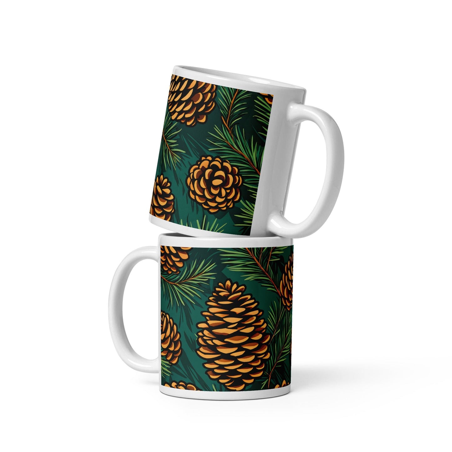 Pinecone White Glossy Mug (11 oz, 15 oz, 20 oz) - Mugs - Discovery Co.
