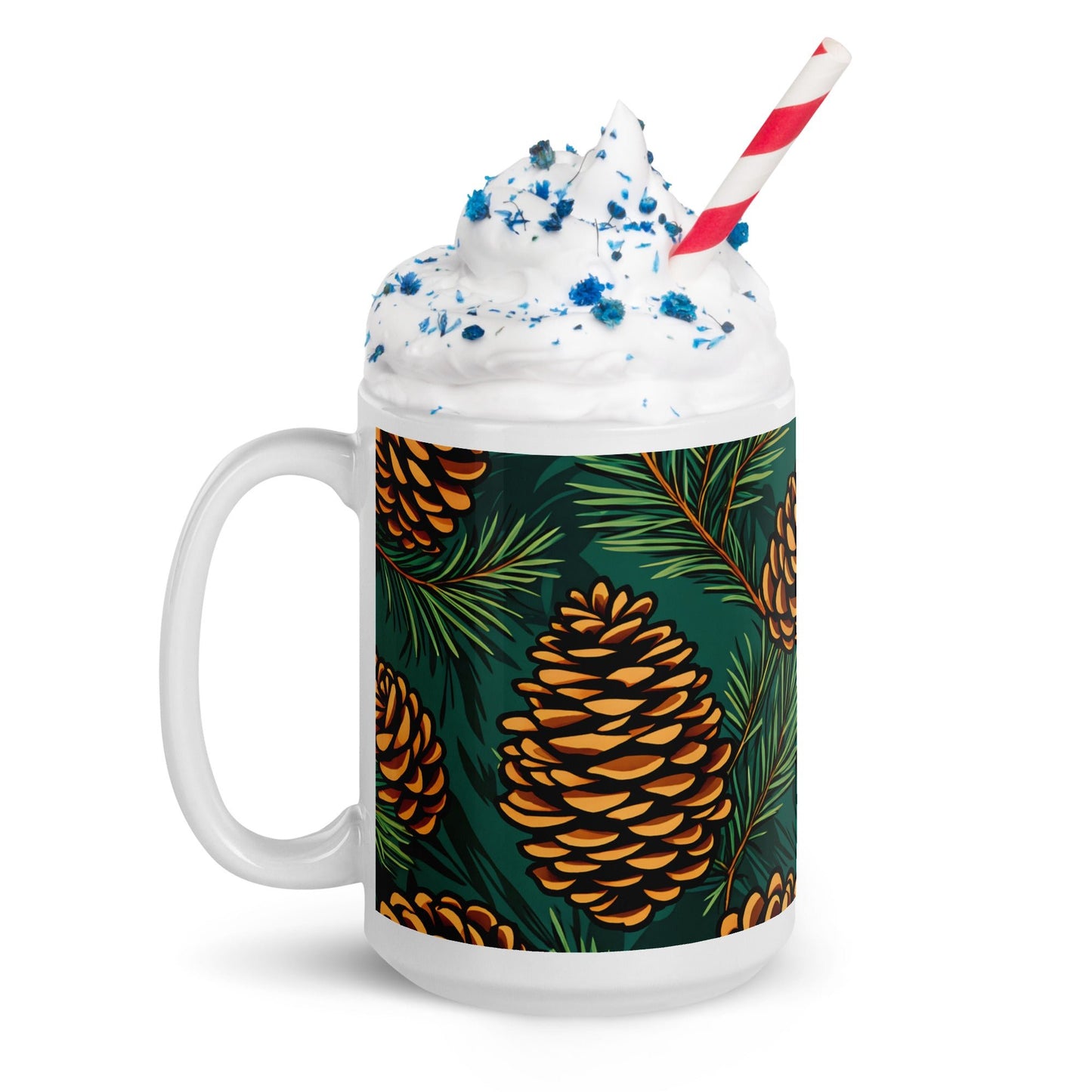 Pinecone White Glossy Mug (11 oz, 15 oz, 20 oz) - Mugs - Discovery Co.